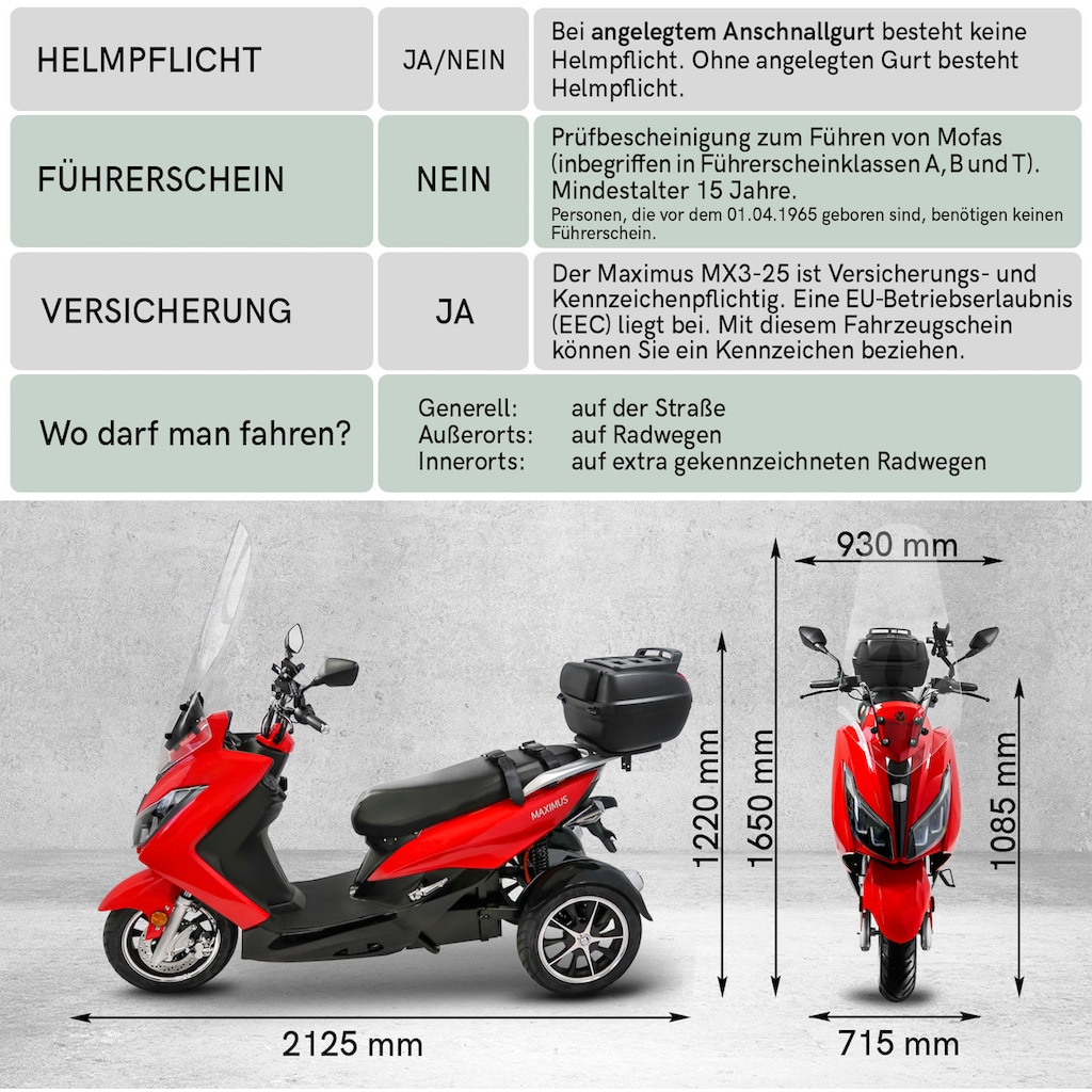 Rolektro Elektromobil »Maximus MX3-25, 1 Akku«, 1500 W, 25 km/h