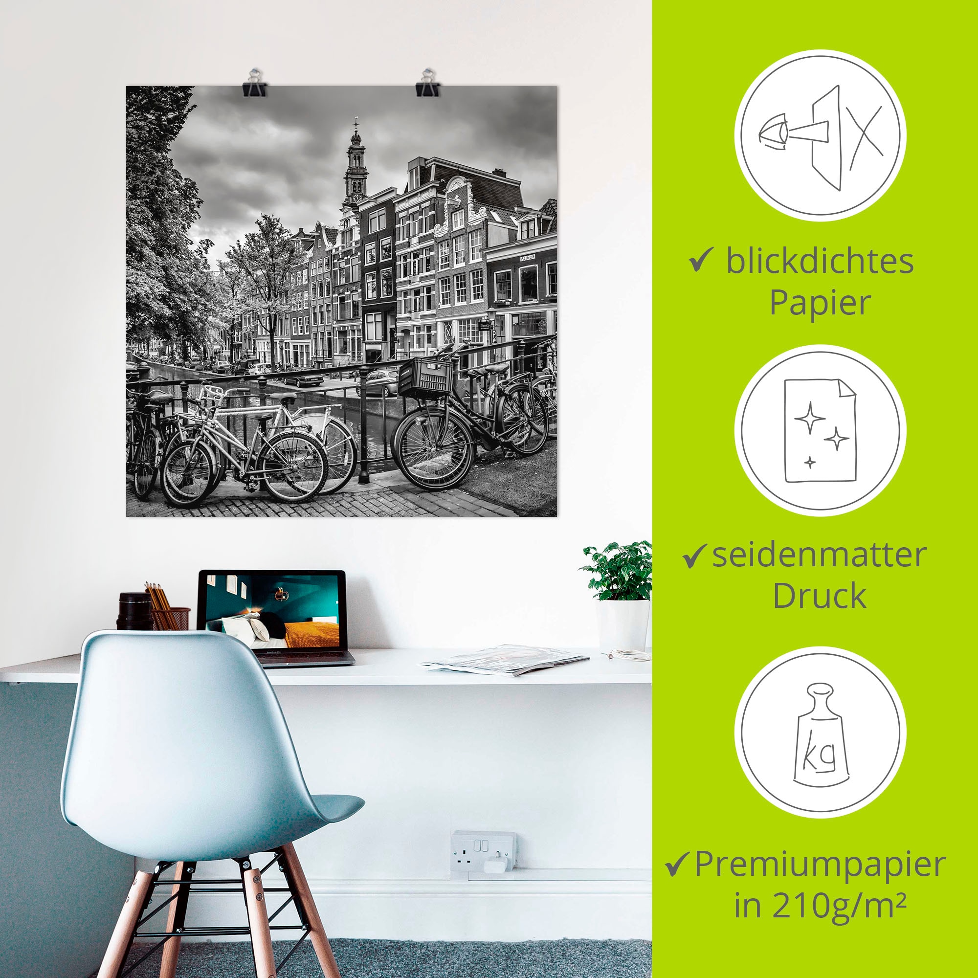 Artland Poster »Amsterdam Bloemgracht II«, Amsterdam, (1 St.), als Alubild, Leinwandbild, Wandaufkleber oder Poster in versch. Größen