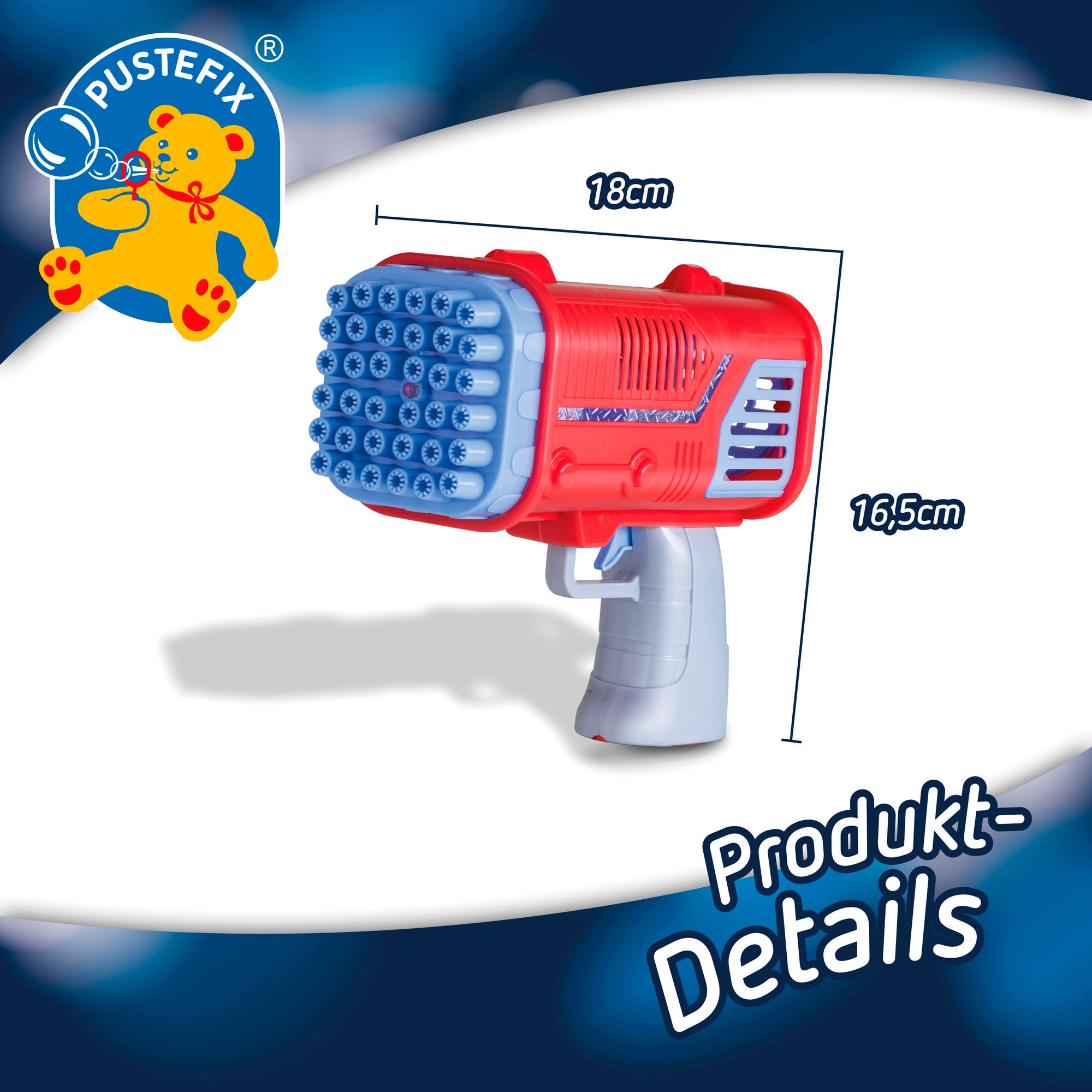 PUSTEFIX Seifenblasen Kanone »Bubble Bazooka«, mit LED-Licht