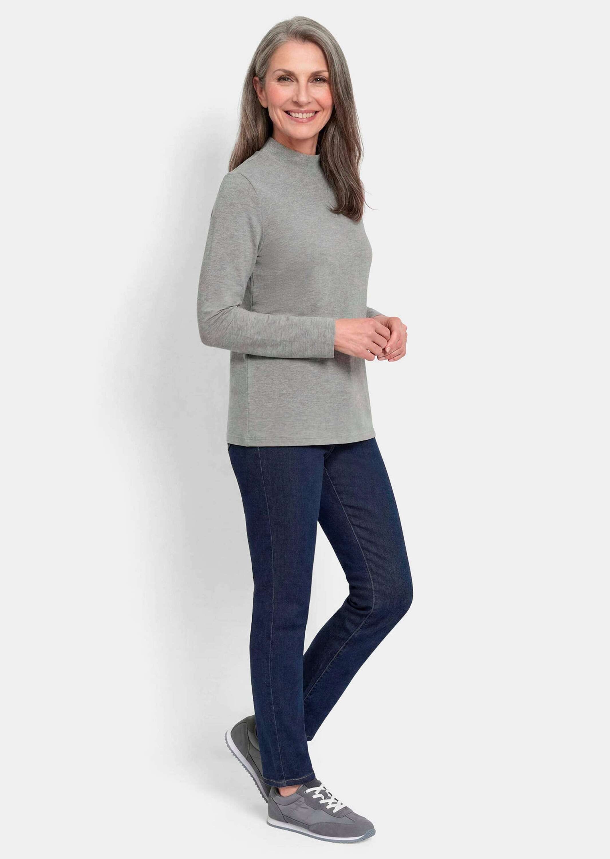 GOLDNER Kurzarmshirt »Baumwollshirt mit Langarm« stretchbequemer Baumwolljersey