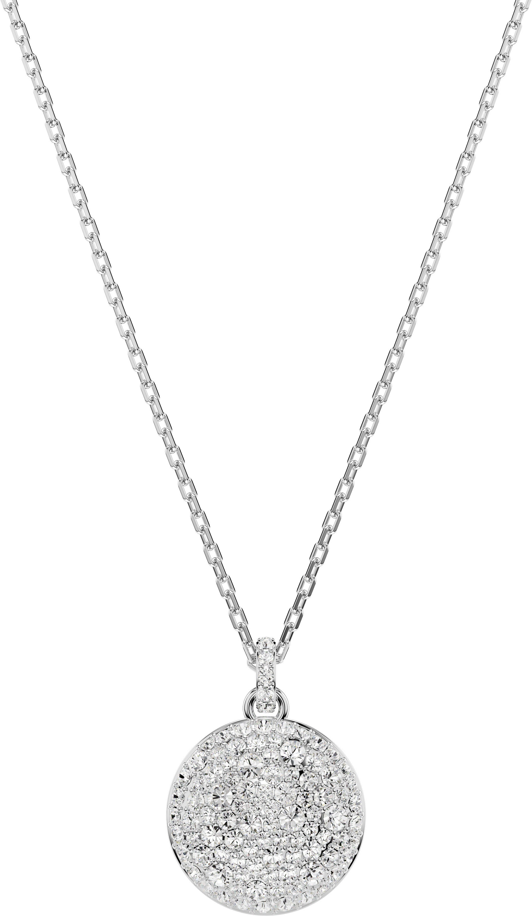 Ketten-Set SWAROVSKI "Sublima Round im Lagenlook", silber (metallfarben, kristallweiß), Halsketten, Damen, Metall, L: 45, mit Swarovski Kristall 4