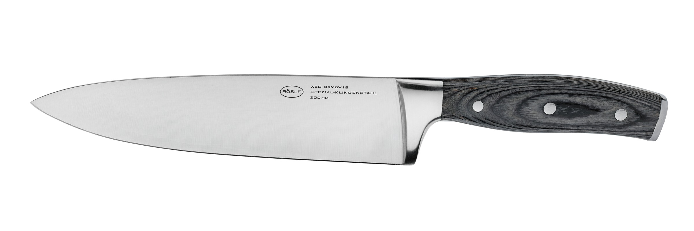 RÖSLE Kochmesser "WOLFGREY, 20 cm, Griff Pakka", Klingenlänge 20cmsilberfarben, Kochmesser