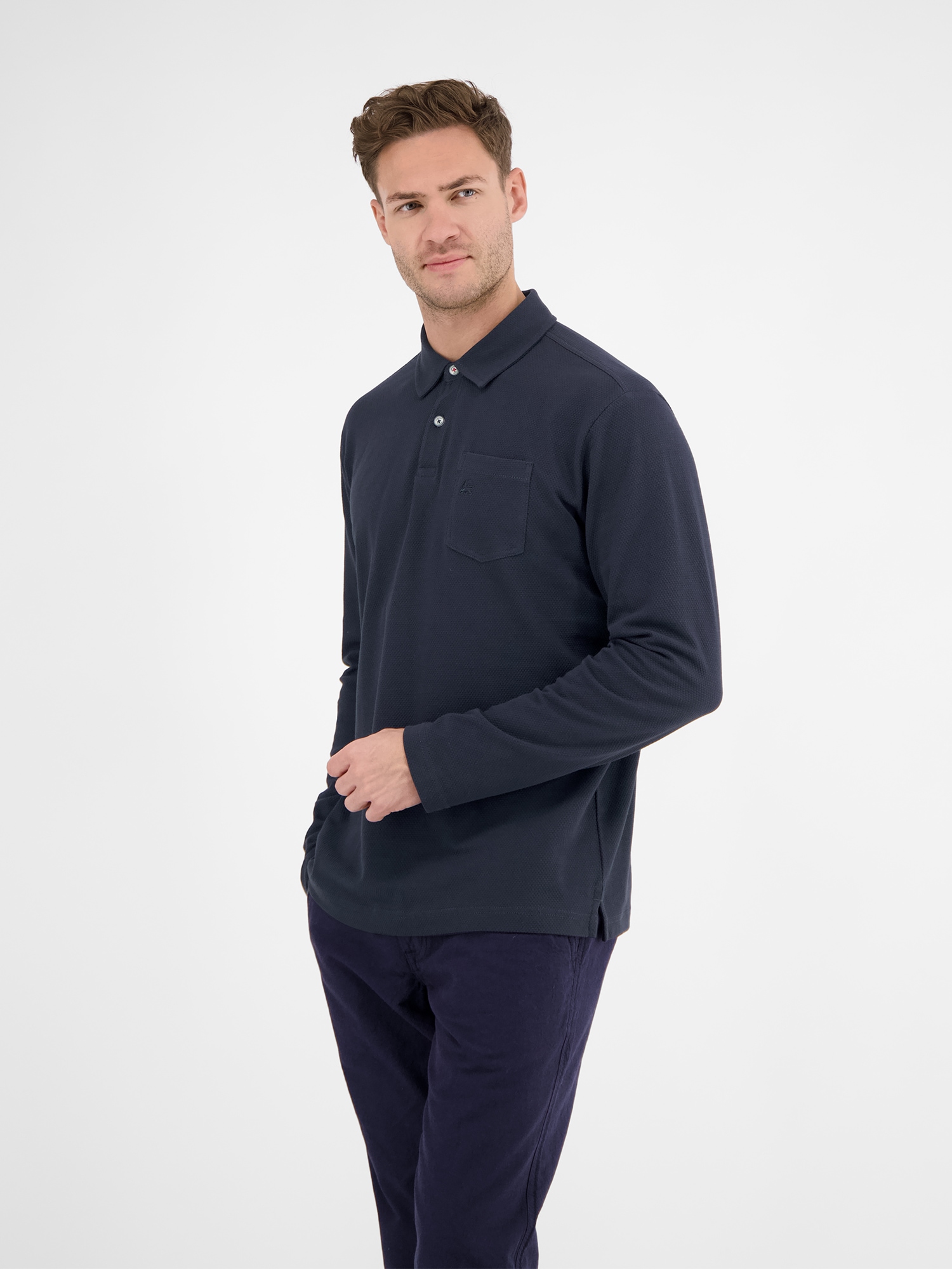 LERROS Langarmshirt »LERROS Herren Langarmpolo in Waffel-Piqué«