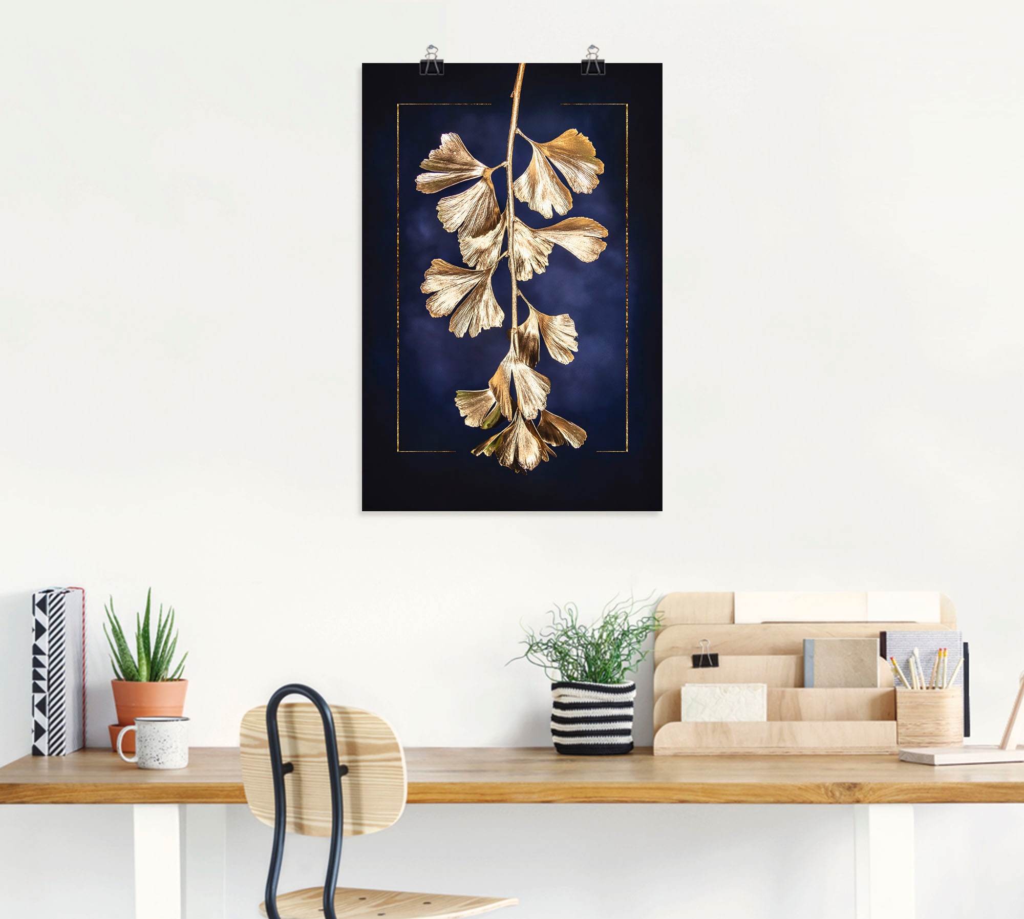 Artland Wandbild Alubild, Größen Blätterbilder, (1 Wandaufkleber kaufen Poster | »Goldener oder versch. Gingko«, in St.), Leinwandbild, BAUR als