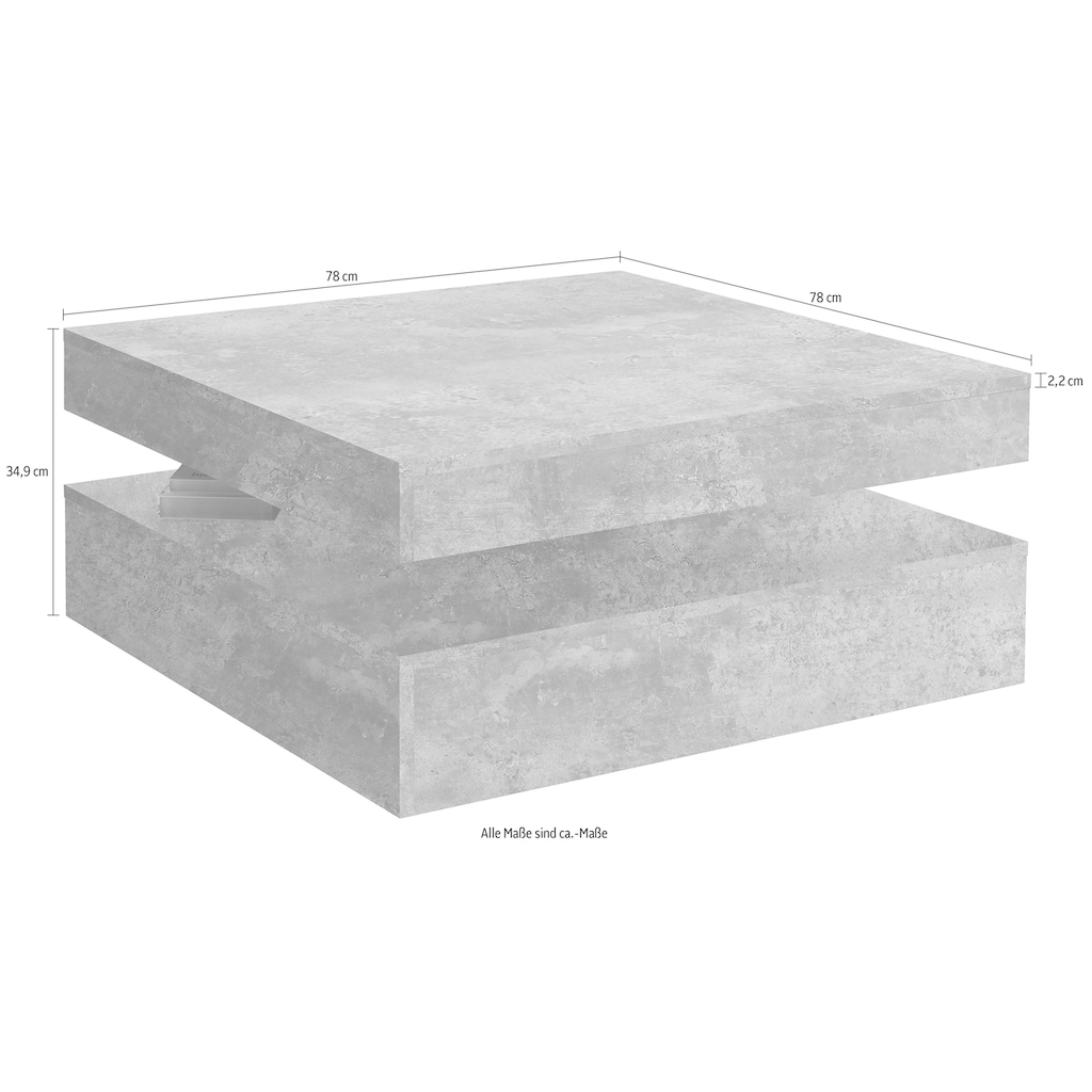 FORTE Couchtisch, mit Funktion, drehbare Tischplatte, Breite ca. 78x78 cm