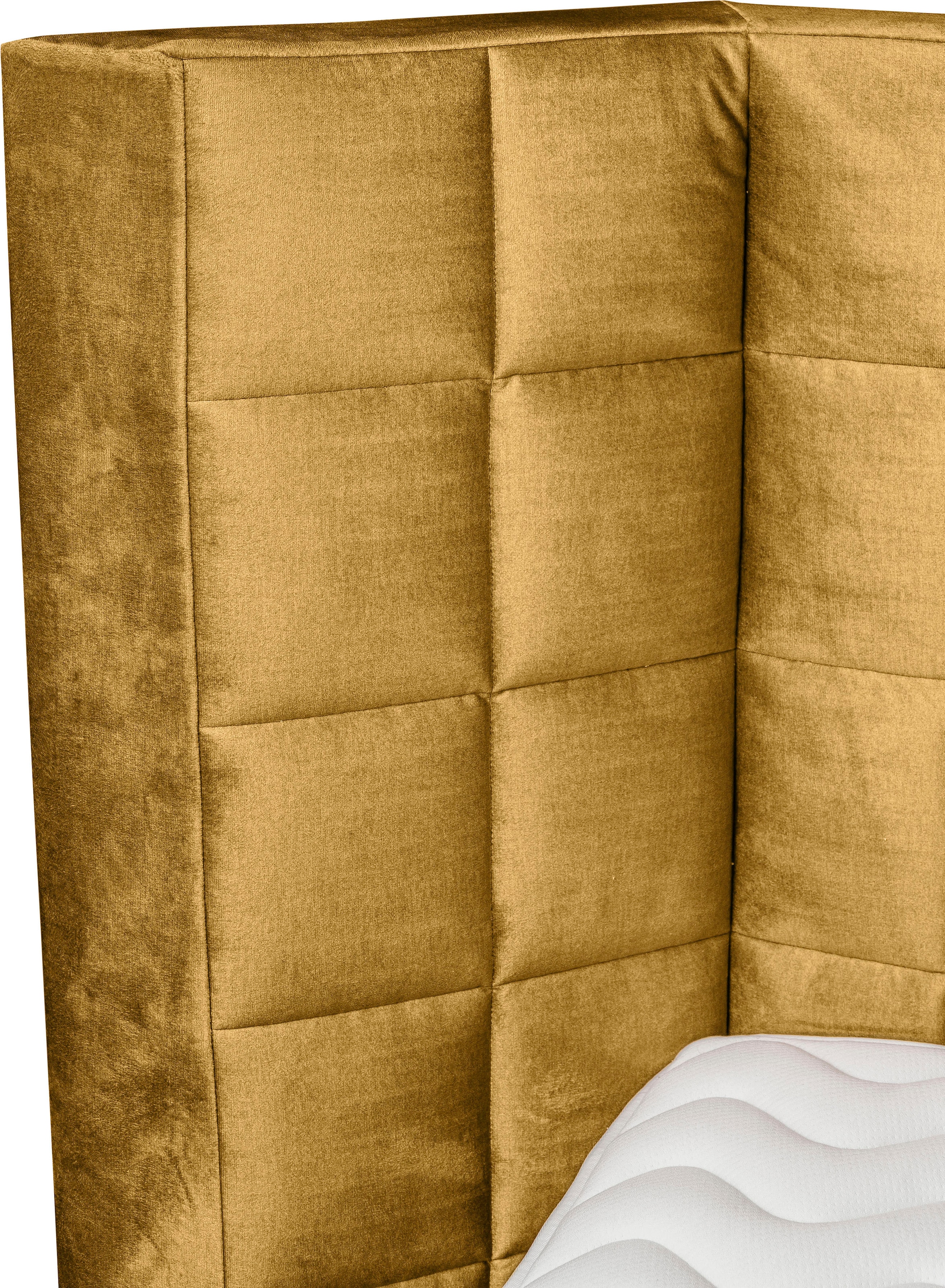 Places of Style Boxspringbett »Piazza«, mit Steppung und Kopfteil mit seitlichen Flügeln