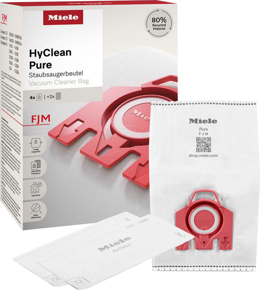 Pack (Packung), Zubehör Staubsaugerbeutel | - HyClean FJM Staubsaugerbeutel Filter Pack »Miele Pure BAUR 2er 2.0«, 4er Staubbeutel, Original Miele