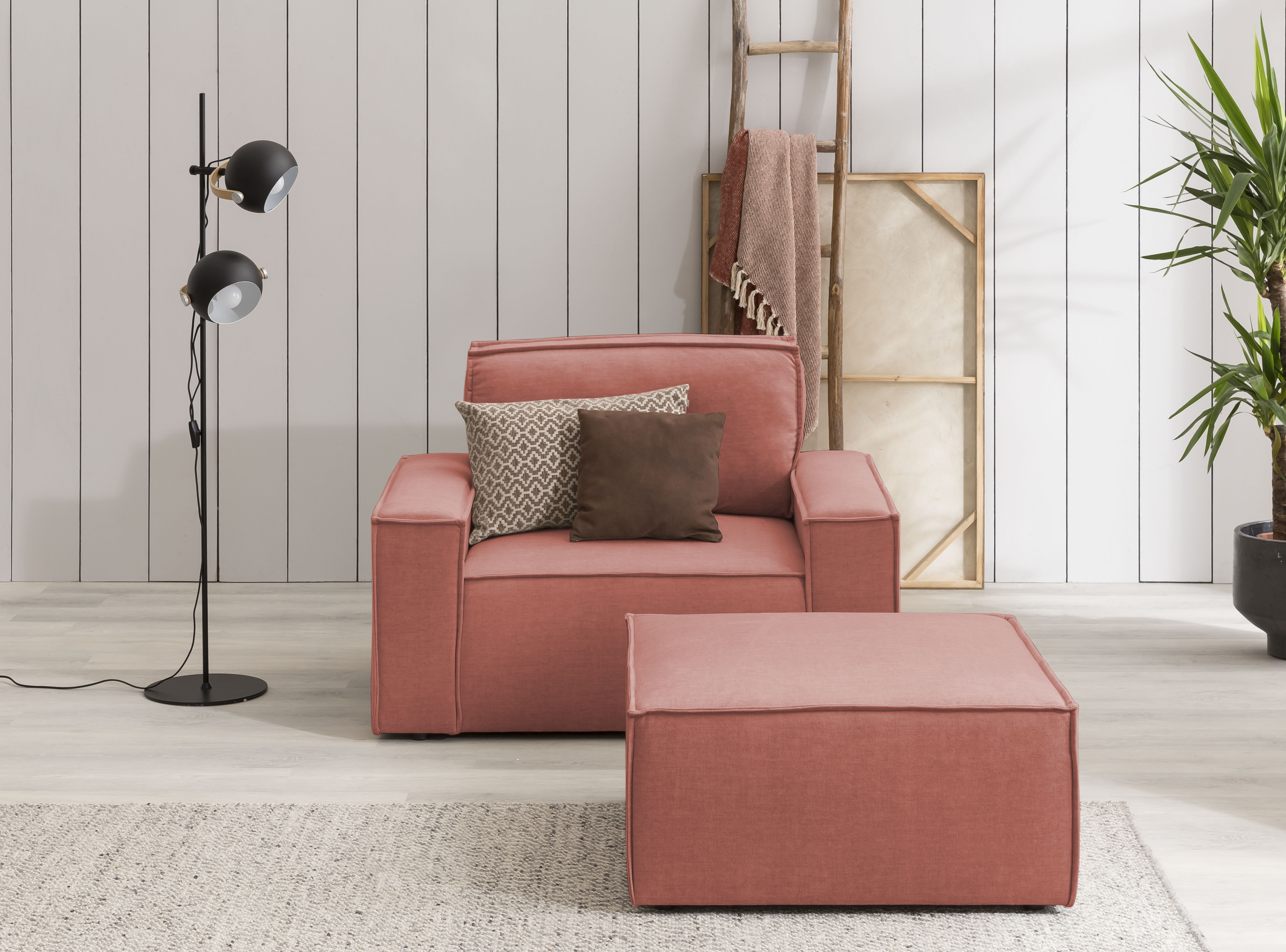 OTTO home Sessel "SHERWOOD Samtvelours Sessel-Set" Loveseat und Hocker im Set, passend zur Polster-Serie SHERWOOD
