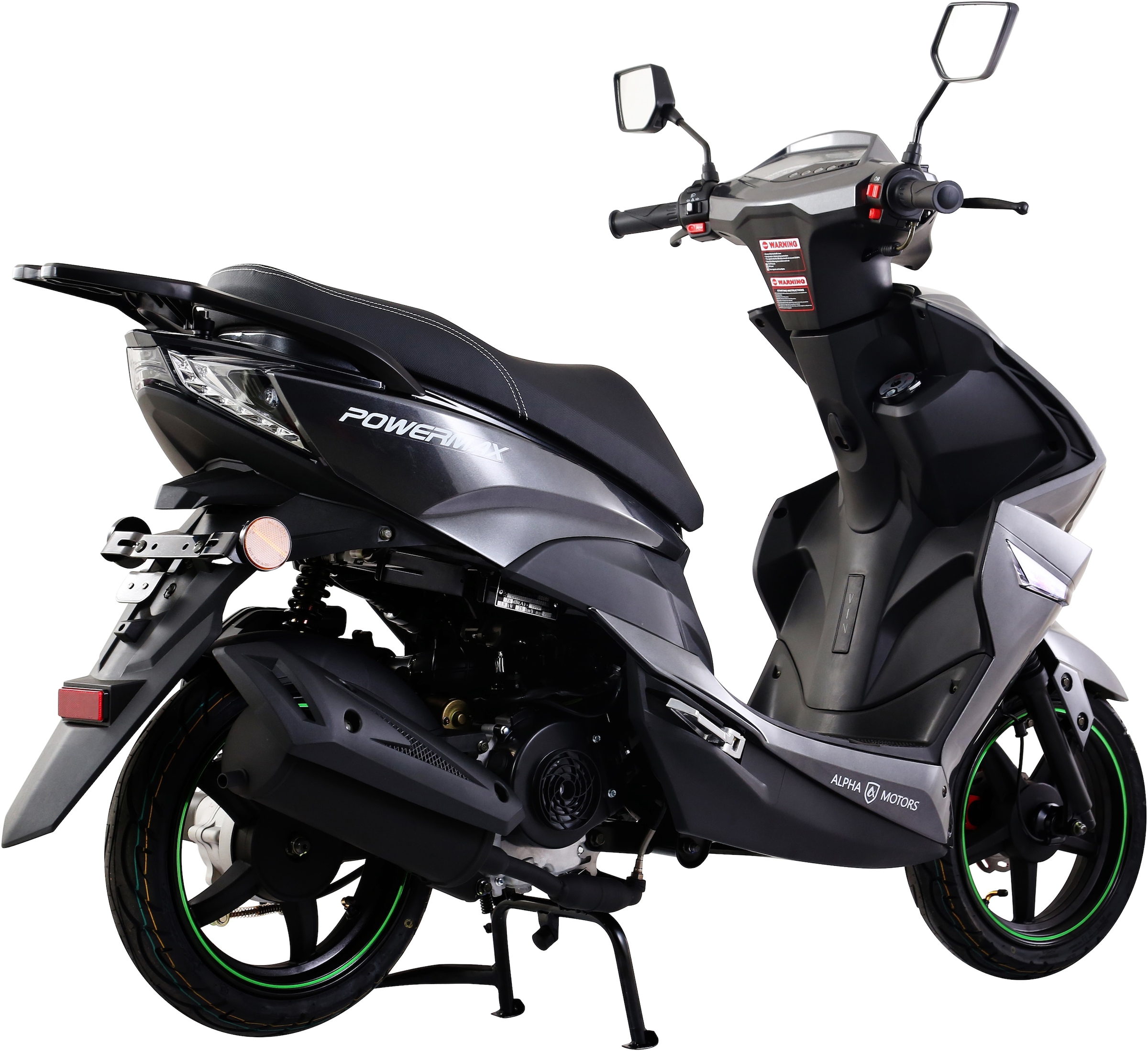 Alpha Motors Mofaroller »Powermax 50 ccm 25 kmh EURO 5 dunkelgrau (mit/ohne Topcase)«, 50 cm³, 25 km/h, Euro 5, 2,6 PS