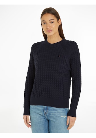 Rundhalspullover »CO CABLE C-NK SWEATER«, mit Zopfmuster