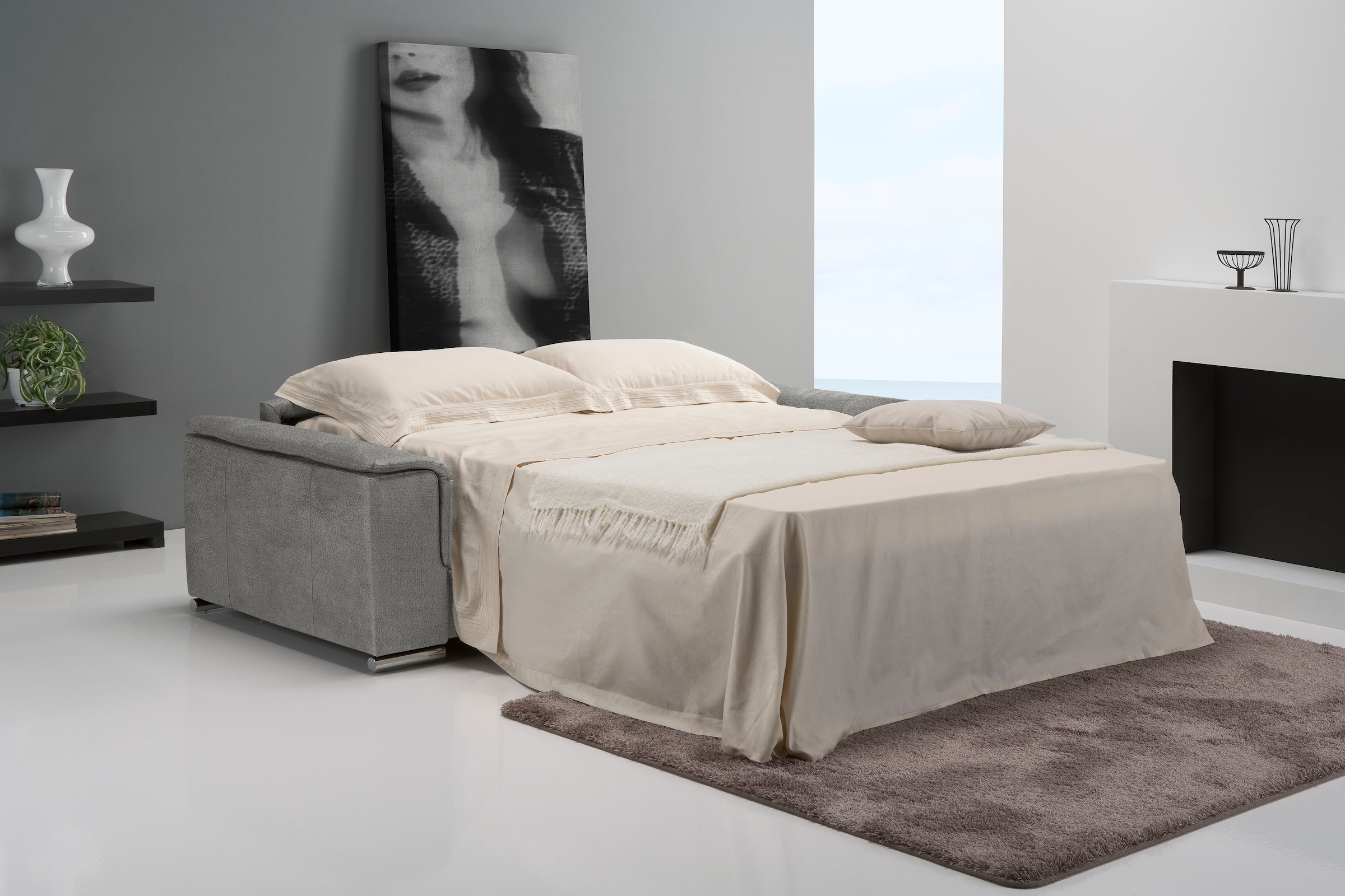 Egoitaliano Schlafsofa »Cecilia, modern & elegant, erstklassiger Sitzkomfort, Dauerschläfer« inkl. Matratze und hochwertigem Metallbettrahmen, toller Schlafkomfort