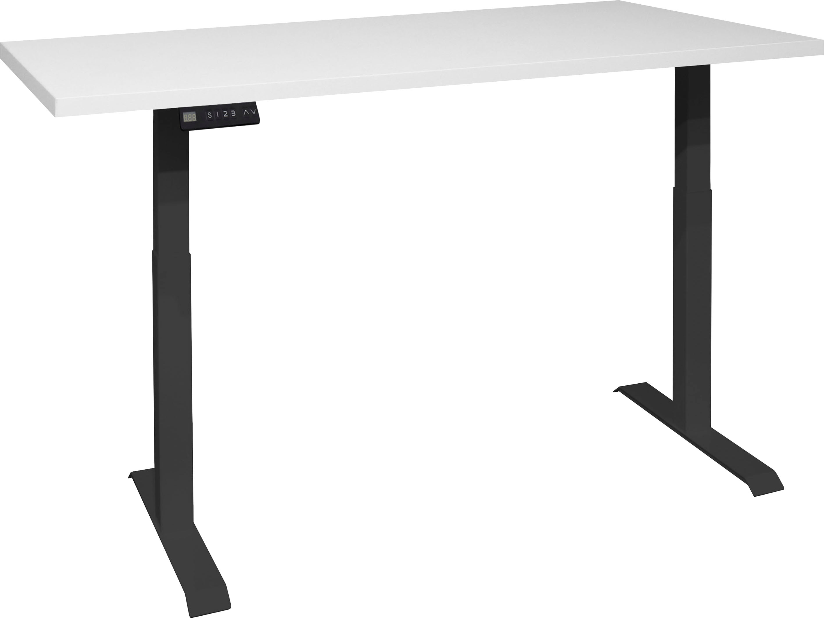 Mäusbacher "Big System Office, Arbeitstisch, Bürotisch" Breite 120 cm, elektrisch höhenverstellbar, weiß matt lack