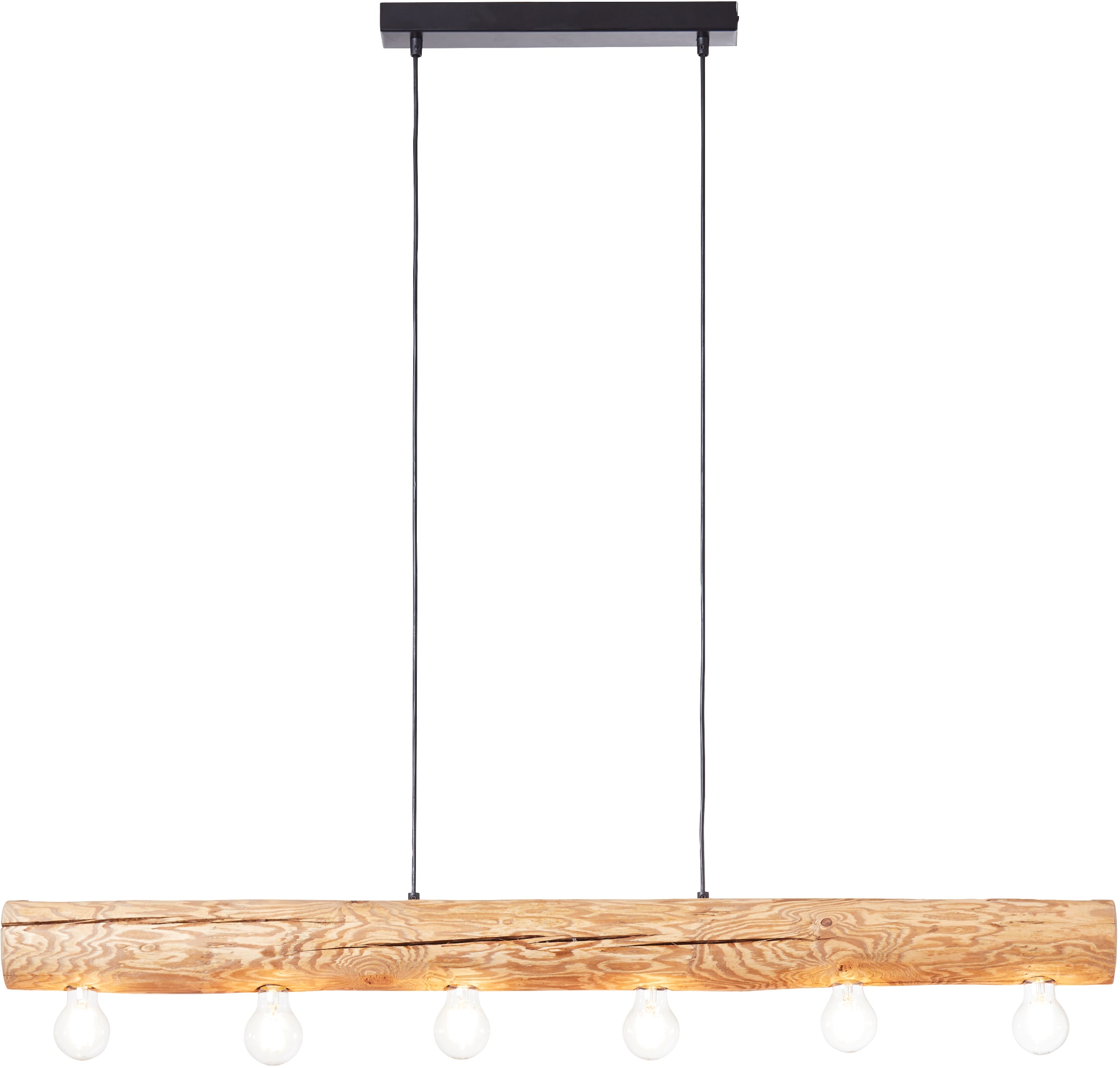 Brilliant Pendelleuchte »Trabo«, 6 flammig-flammig, 105cm Höhe, 115cm Breite, 6x E27, kürzbar, Holz/Metall, kiefer gebeizt
