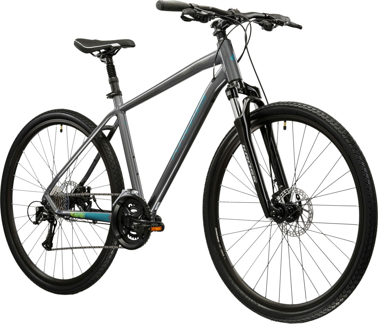 KROSS Crossrad "Evado 3.0", 58cm, 28 Zoll (71,12cm) hinten: 28 Zoll (71,12cm), grau, Fahrräder