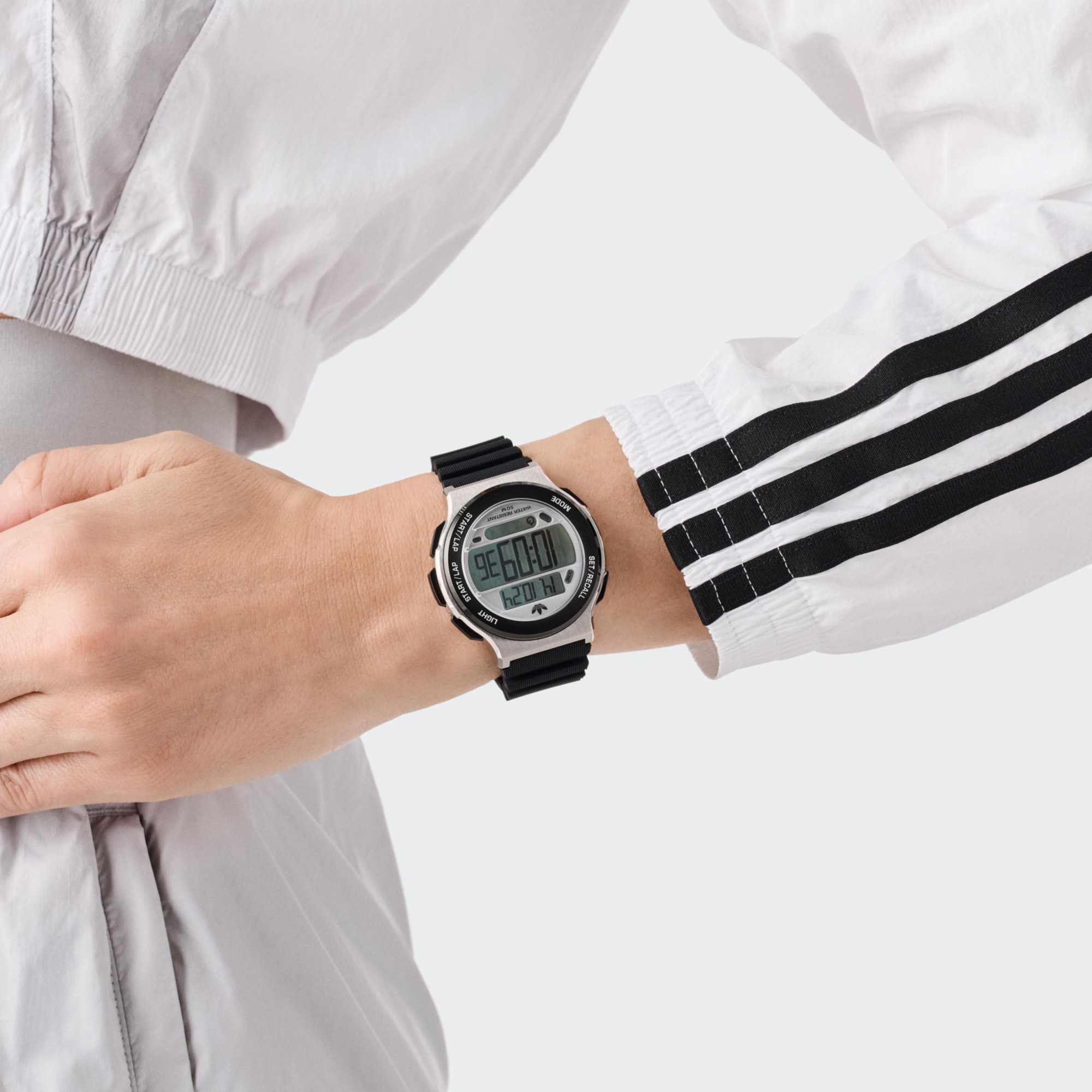 adidas Originals Chronograph »EXPRESSION THREE DIGITAL«, Quarzuhr, Armbanduhr, Herrenuhr, Damenuhr,Silikonarmband,Stoppfunktion
