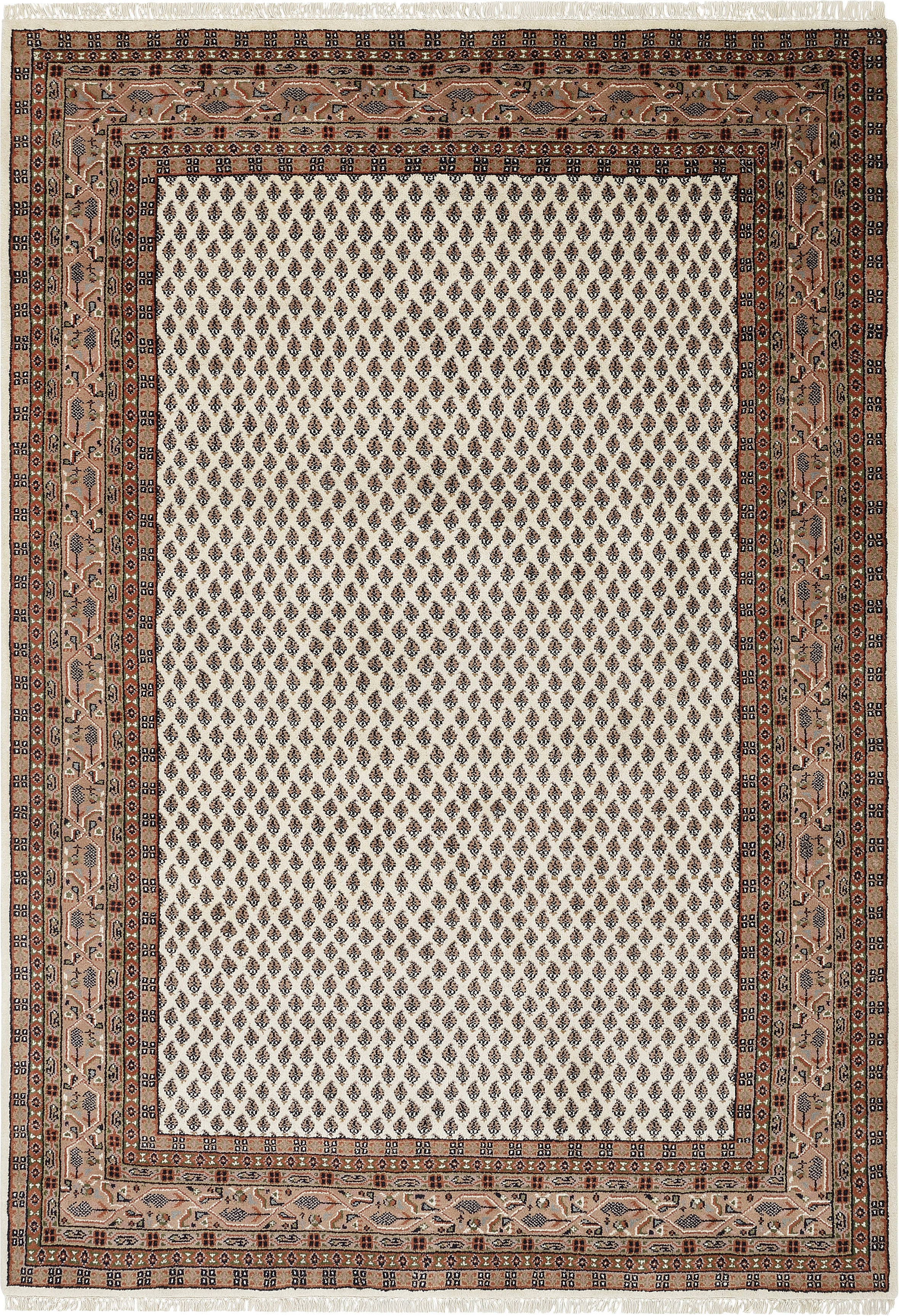 Orientteppich MY HOME, B:80cm H:12mm L:200cm, beige, Wolle, Teppiche, "Levin", handgeknüpft, reine Wolle, mit Fransen, auch als Läufer, Wohnzimmer