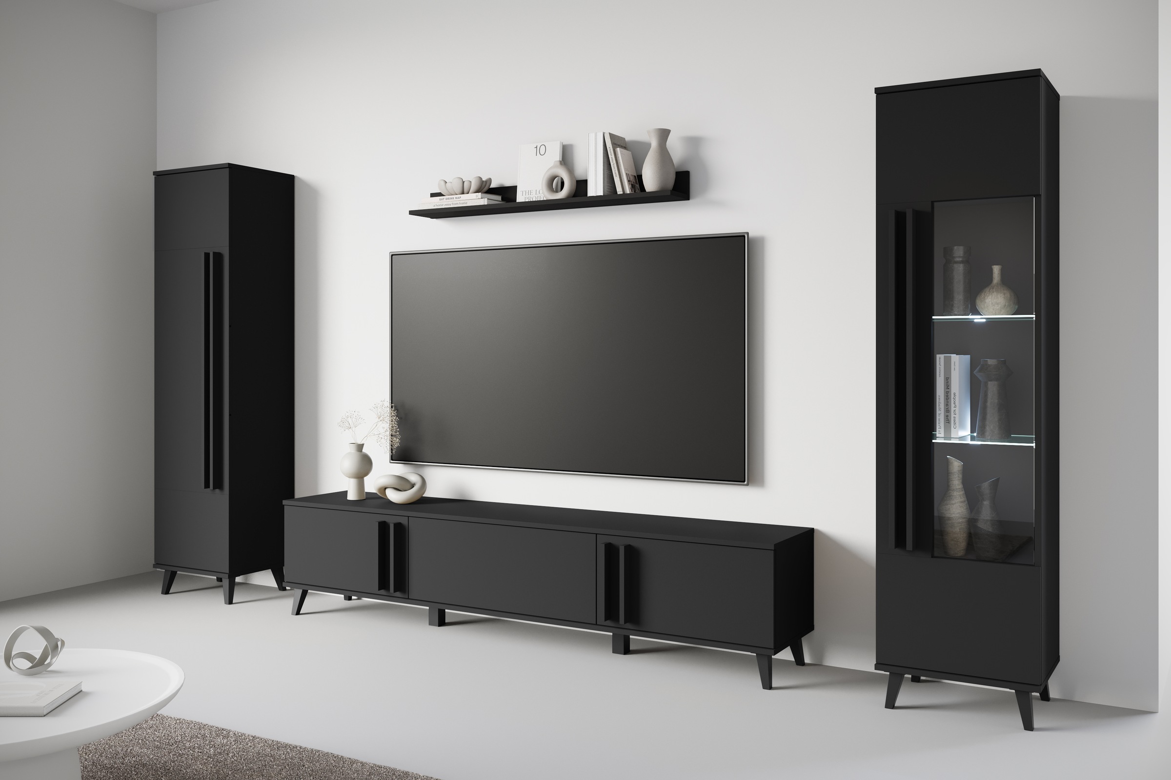 Home affaire Wohnwand "Helsinki, Modernes Set mit verglaster Vitrine" Kompl günstig online kaufen