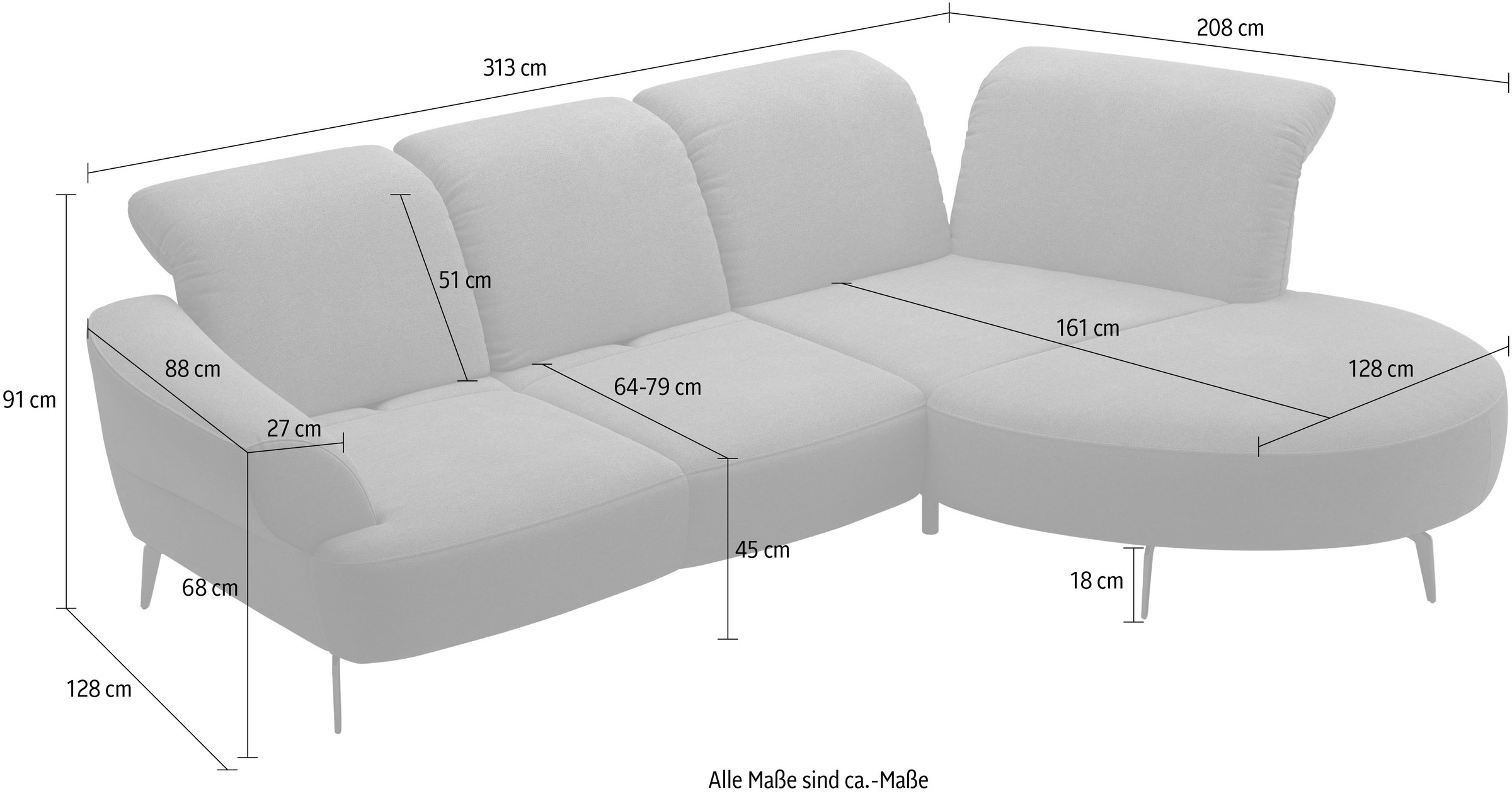 sit&more Ecksofa »Dance«, inkl.System Click&Seat und Sitztiefenverstellung
