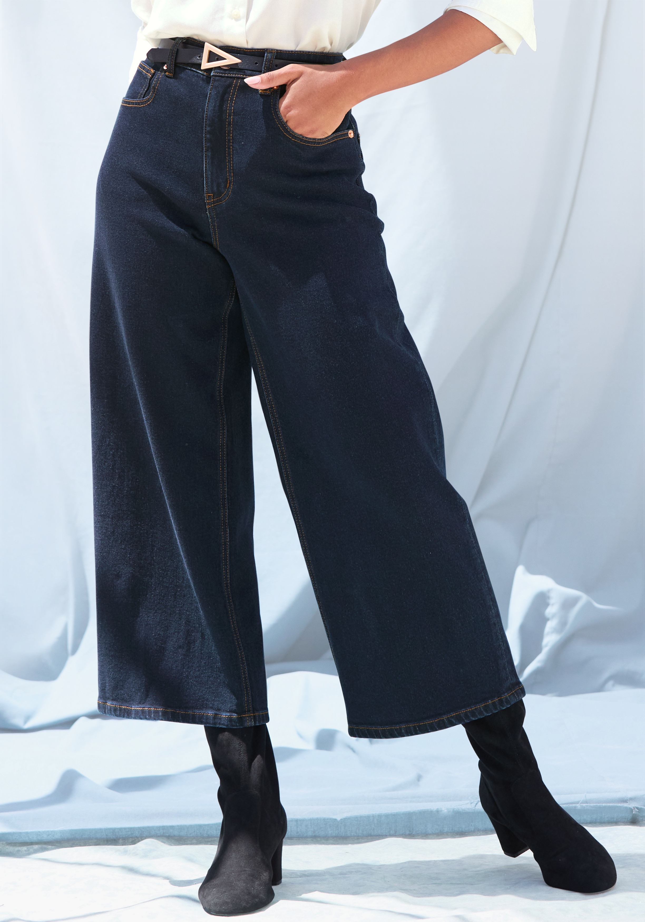 LASCANA Jean 7/8 Homme Bleu Foncé Denim Taille 42