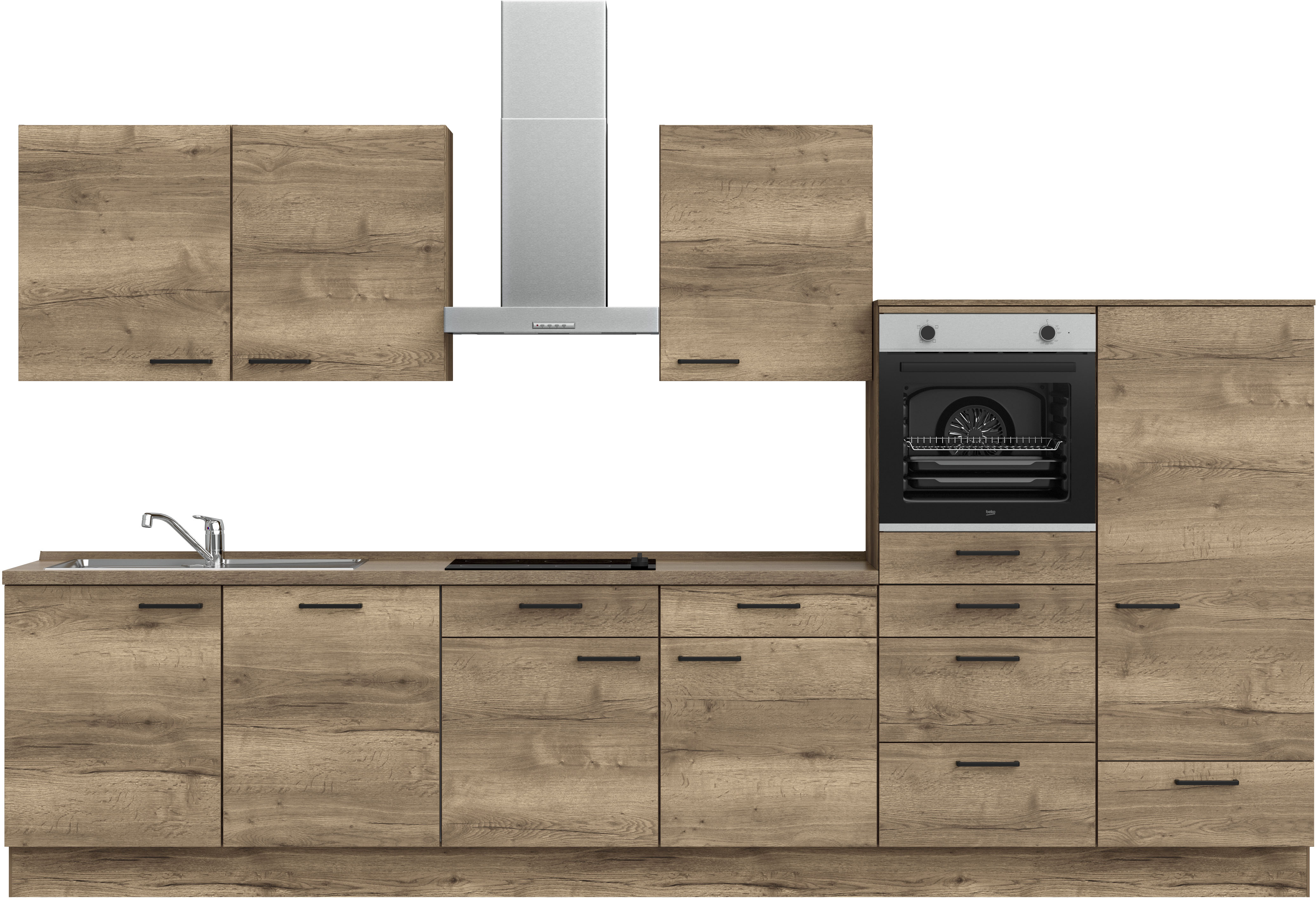 nobilia Küchenzeile ""Structura I", NEU: individuell anpassbar mit gratis Profi-Beratung" vormontiert, Breite 360 cm, Ausrichtung wählbar, wahlw. mit E-Geräten
