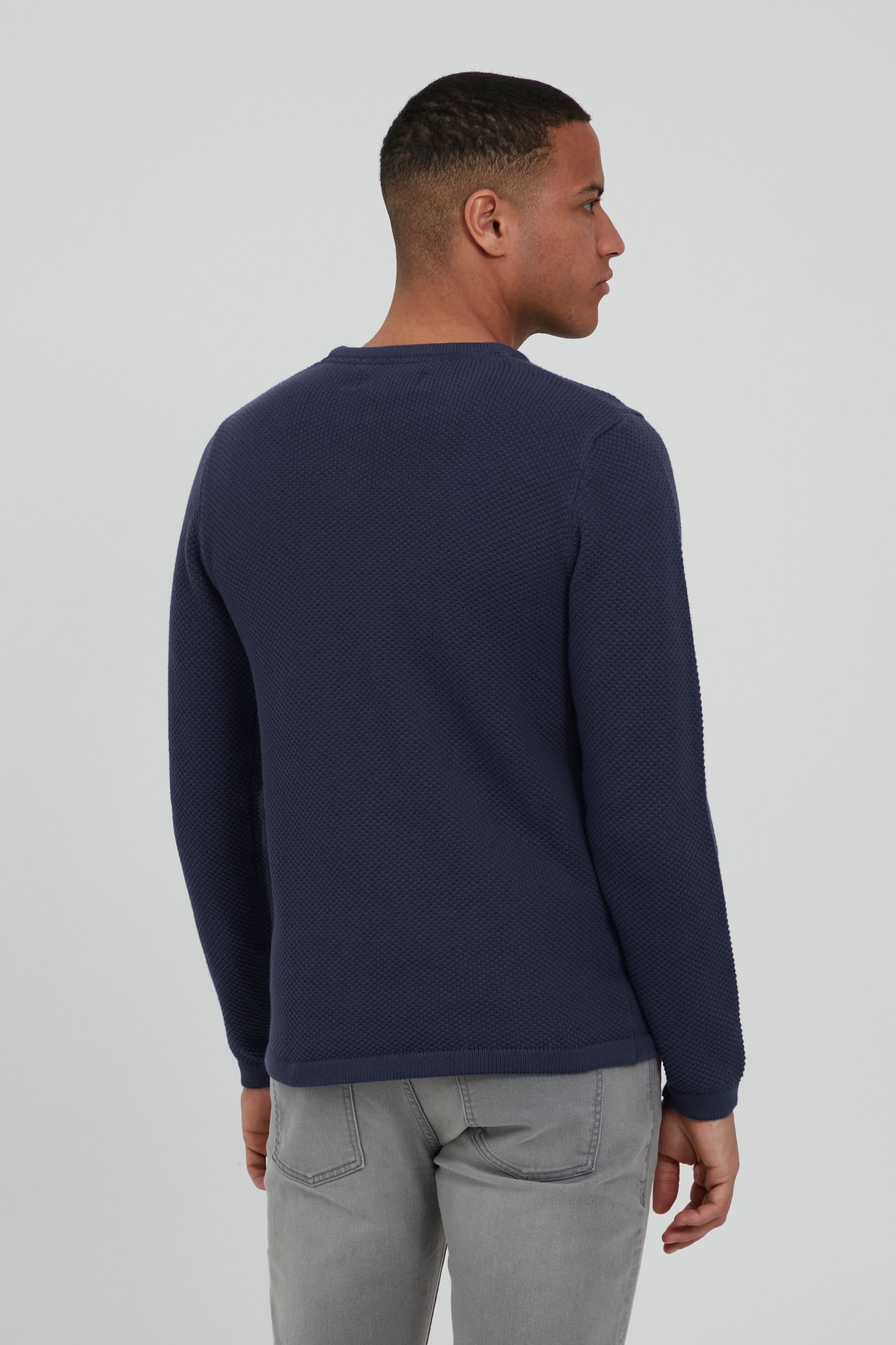 Strickpullover BLEND "BHAlfons", Herren, Gr. XL, marineblaus, Grobstrick, 100% Baumwolle, unifarben, regular fit normal, Rundhals, eingesetzt, Pullover Strickpullover, Stilvoller Grobstrick-Pullover mit Rundhalsausschnitt 6