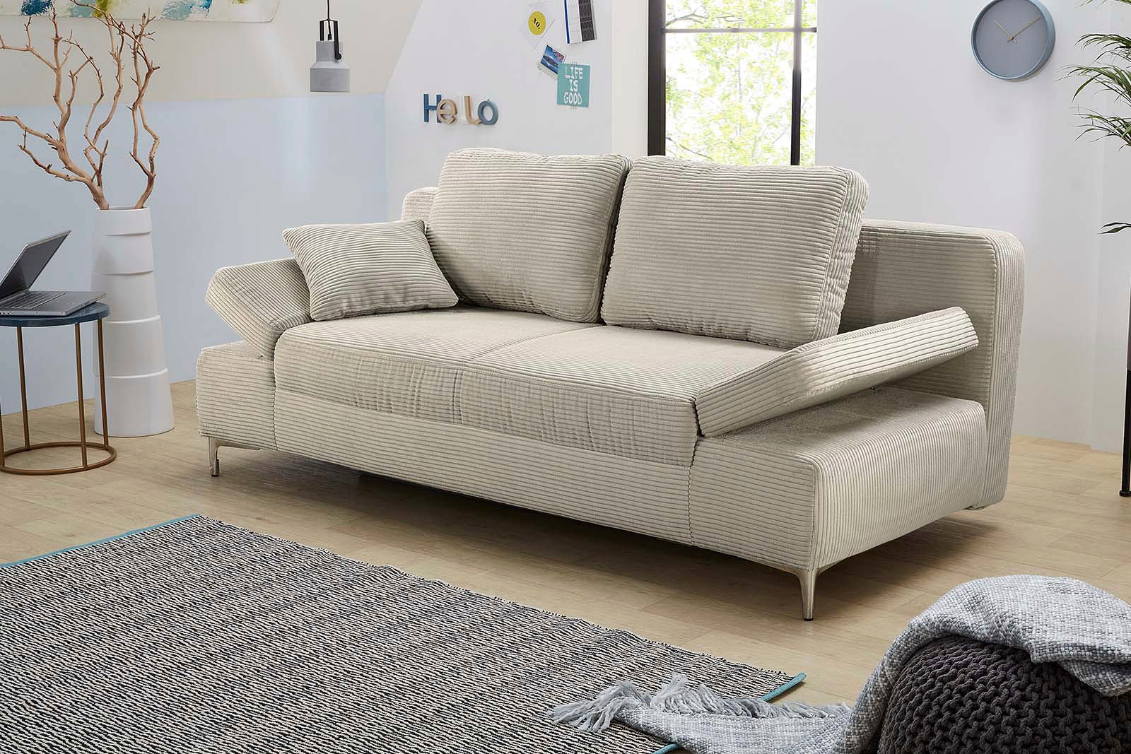 Jockenhöfer Gruppe Schlafsofa "Jano, B: 202 cm, Liegefl. 144x200 cm" mit Schlaffunktion, Bettkasten, Armteilverstellung & 1 Zierkissen