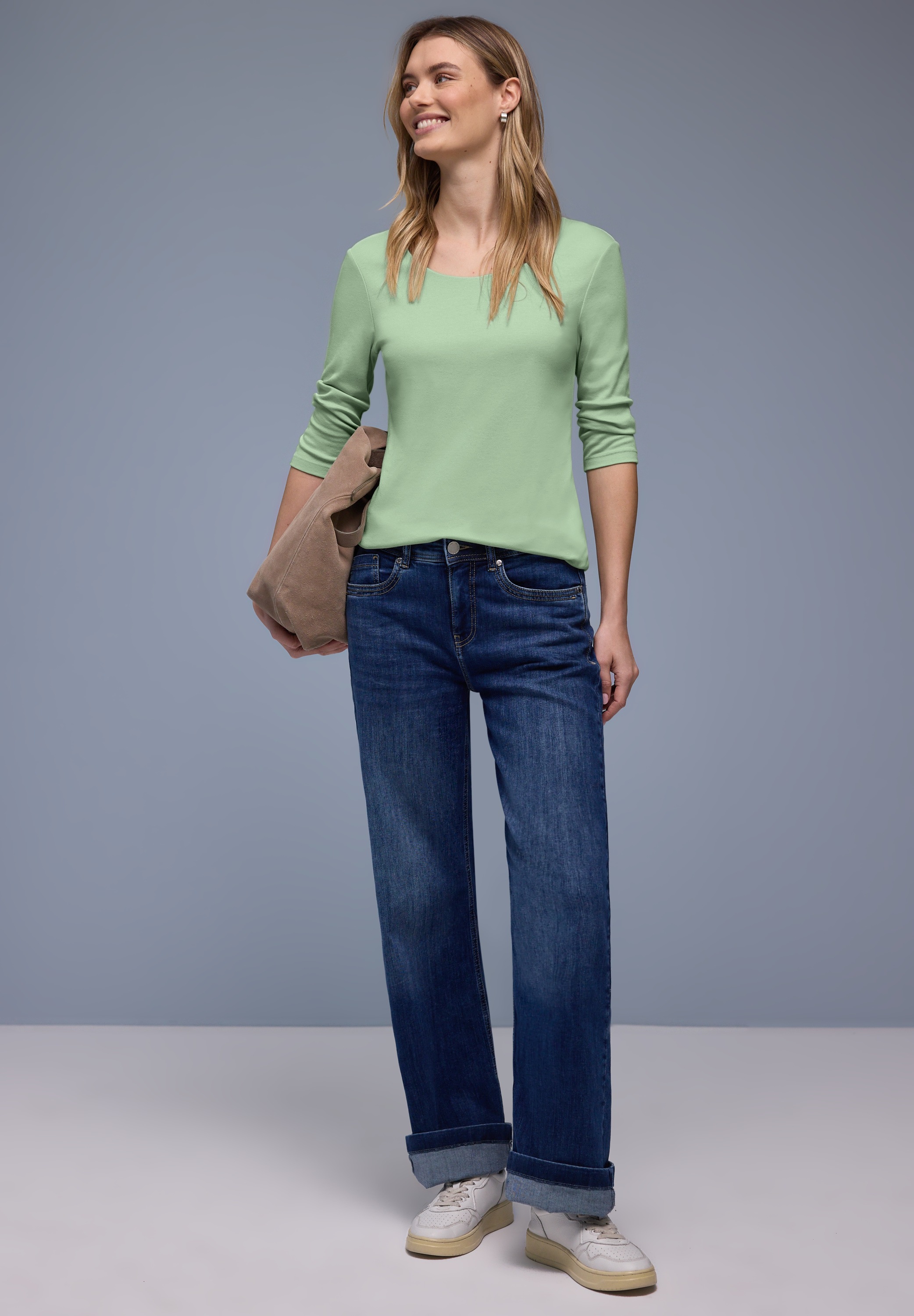 STREET ONE 3/4-Arm-Shirt in Unifarbe günstig online kaufen