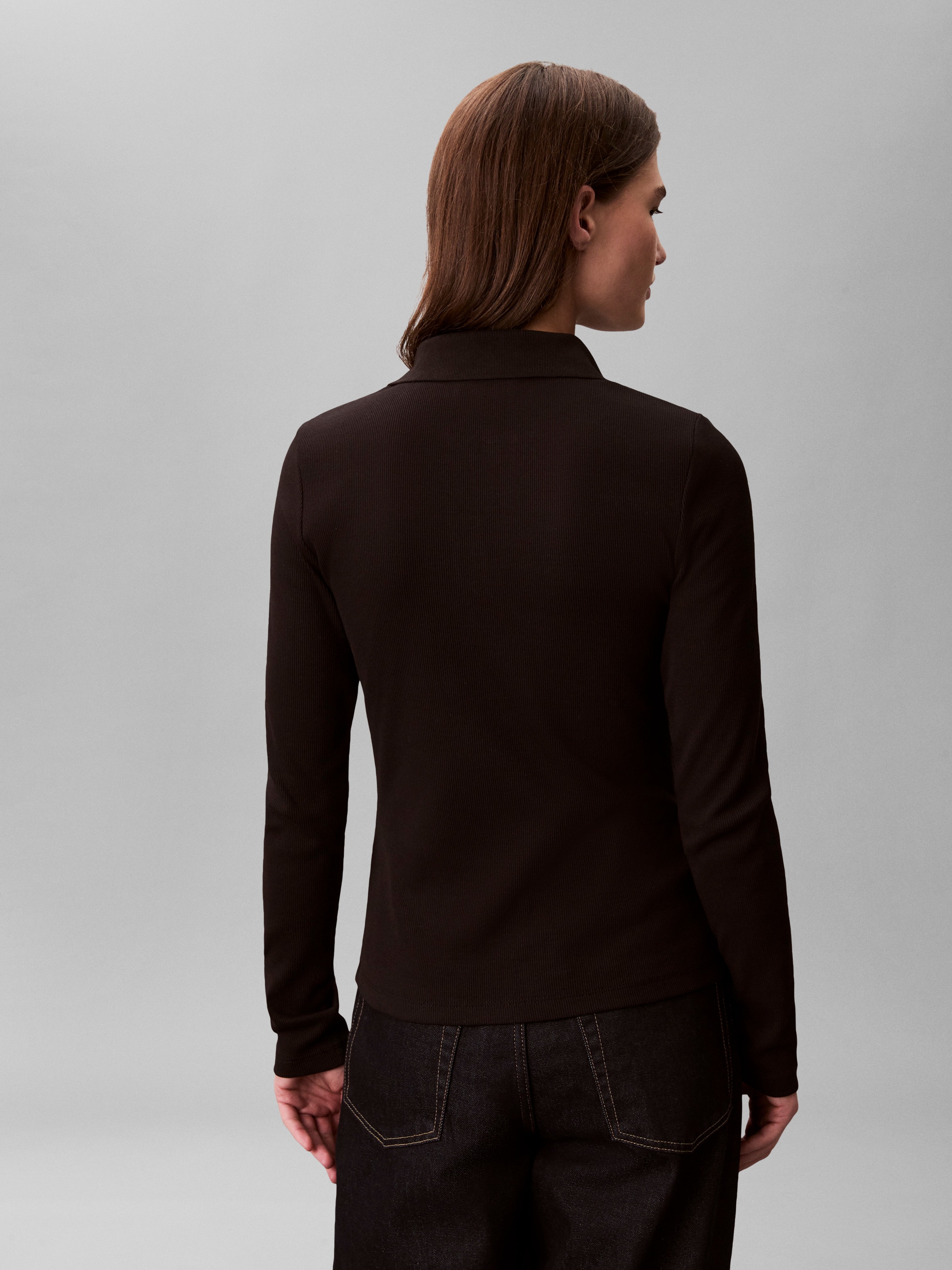 Calvin Klein Jeans Langarmbluse Figurbetonte Passform mit V-Ausschnitt