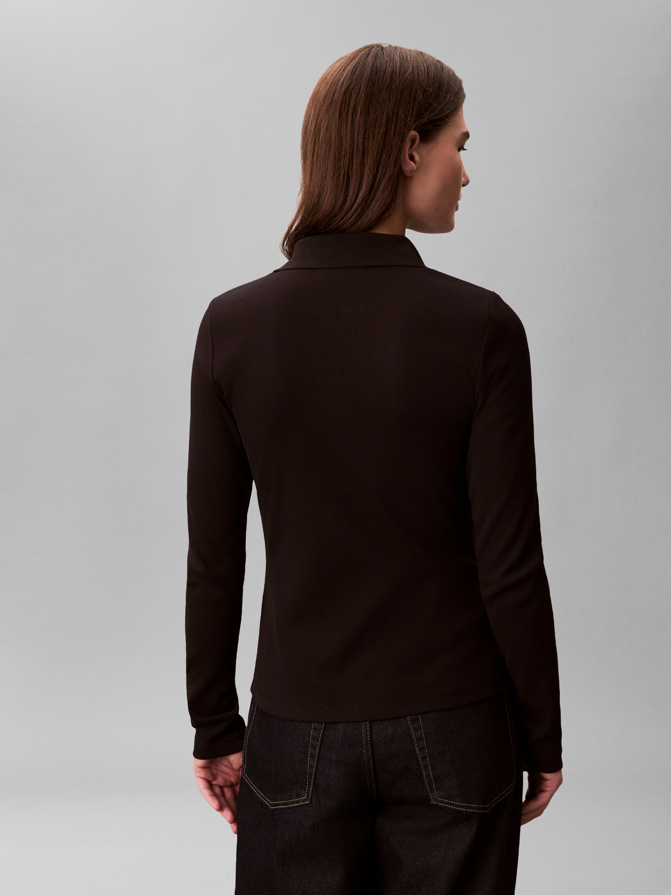 Thumbnail - Calvin Klein Jeans Langarmbluse Figurbetonte Passform mit V-Ausschnitt