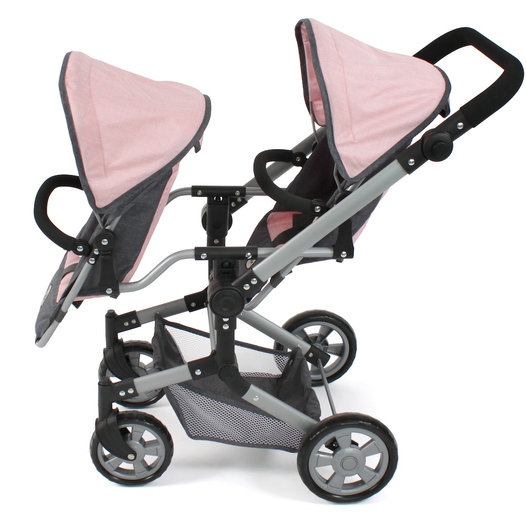 CHIC2000 Puppen-Zwillingsbuggy »Linus Duo, Grau-Rosa«