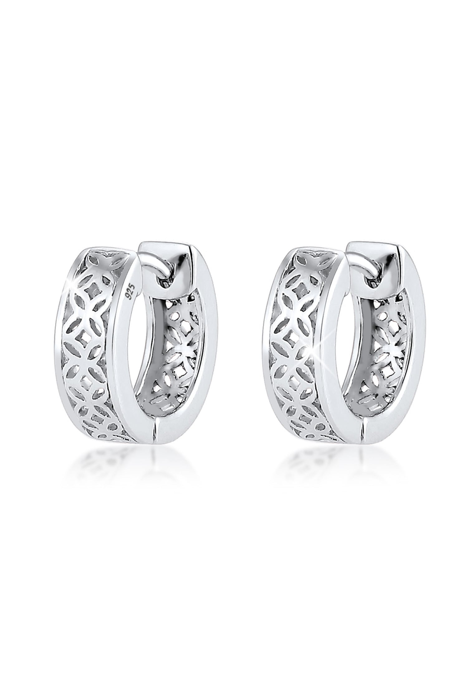 Elli Premium Paar Creolen »Creole Ornament Floral 925 Sterling Silber«
