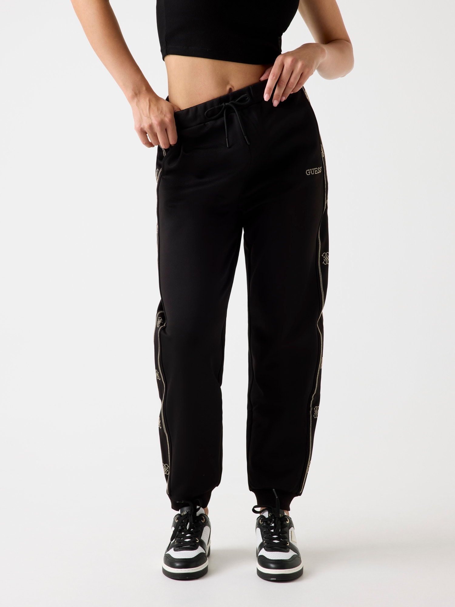 Guess Jogginghose »OCTAVIA JOGGER«  mit Strass-Steinen, Logo-Tape