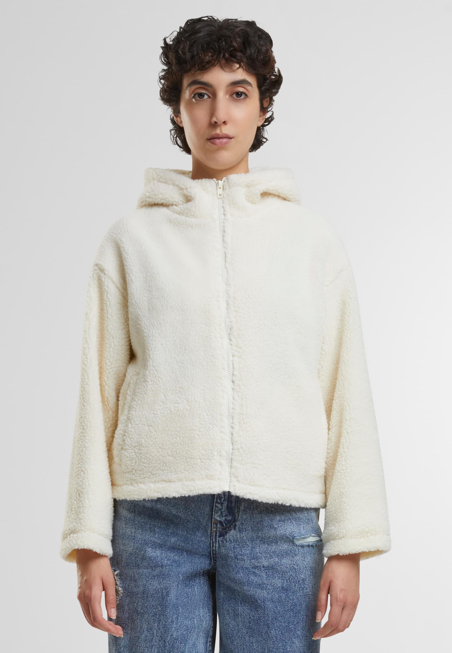 URBAN CLASSICS Allwetterjacke »Urban Classics Ladies Short Hooded Sherpa Jacket«, (1 St.), mit Kapuze