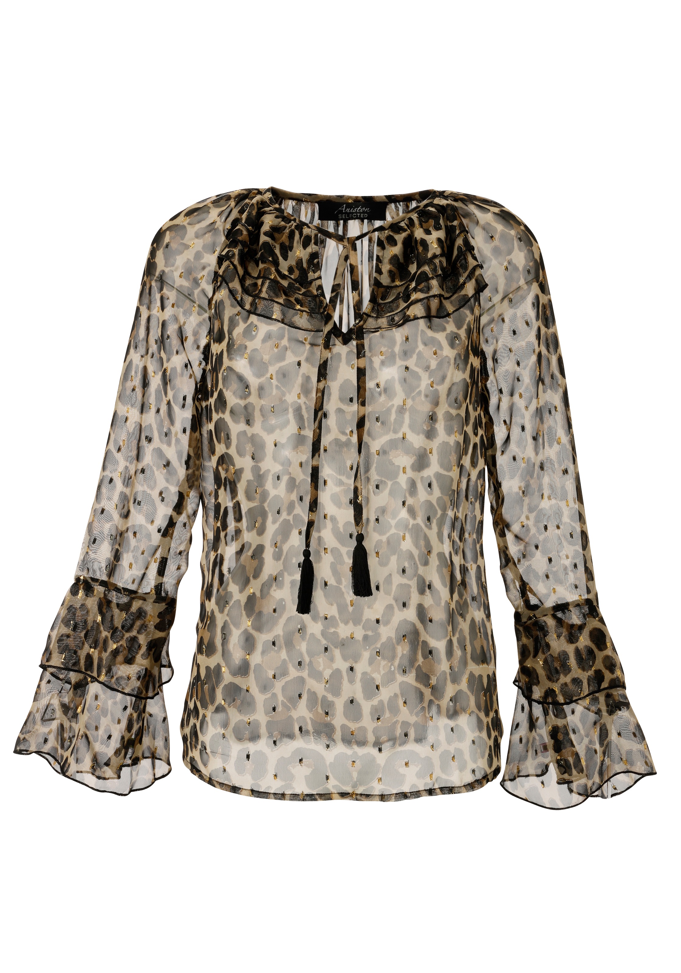 Aniston SELECTED Chiffonbluse, im modischen Animal-Print mit Glanzgarn - NEUE KOLLEKTION