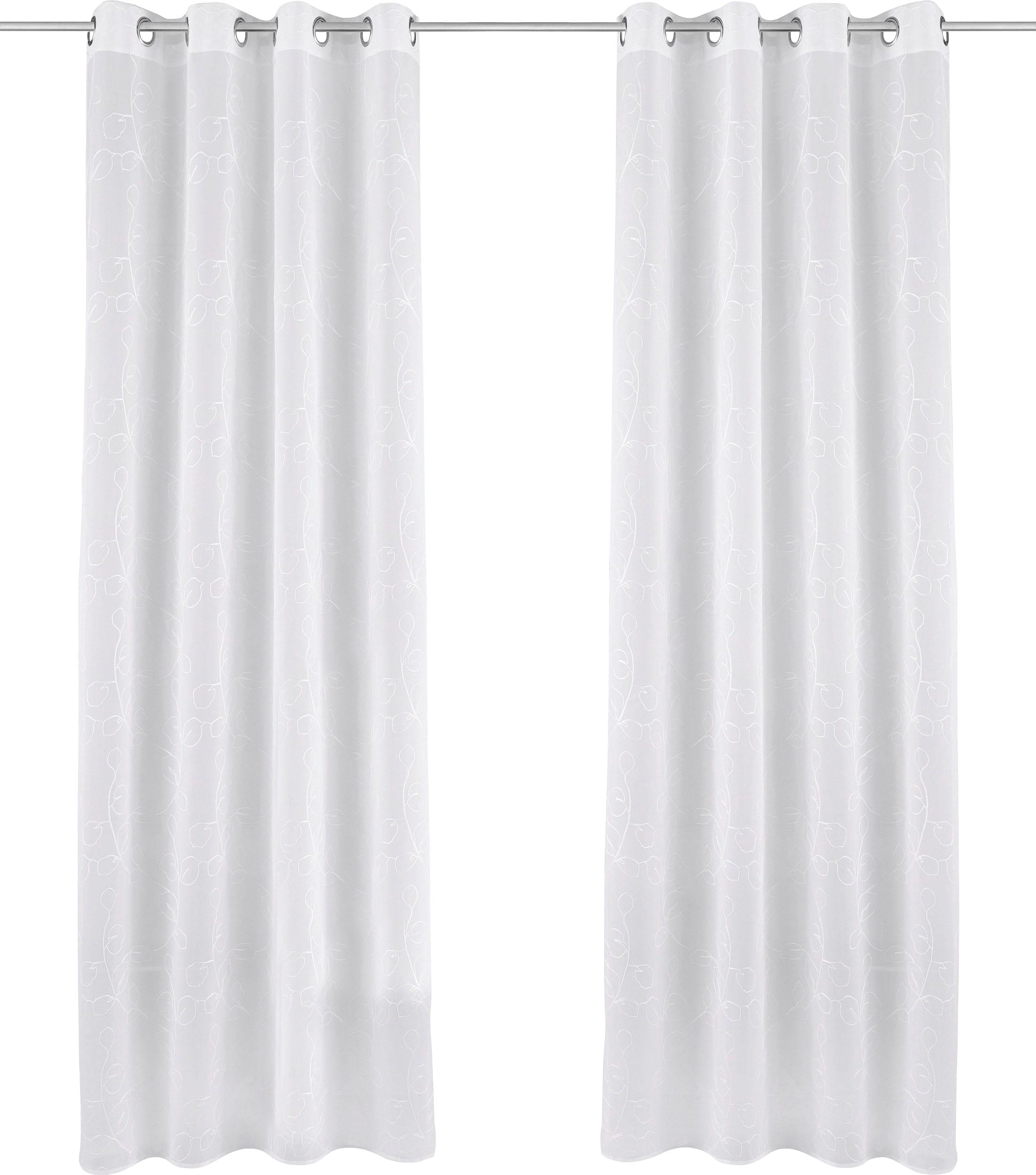 Home affaire Gardine "Adele" Ösen 1 Stk. tlg. transparent, mit floraler Sti günstig online kaufen