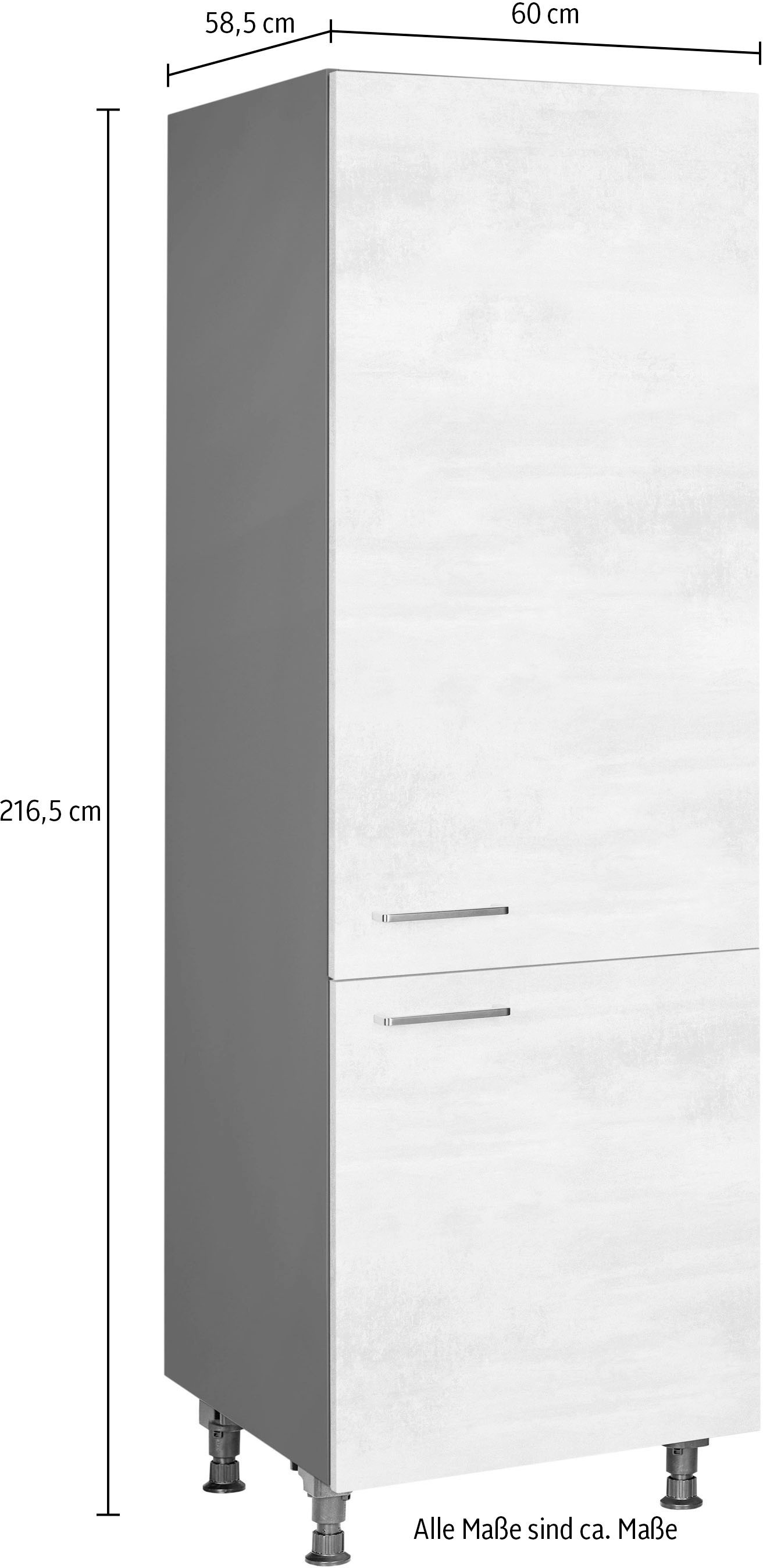 nobilia® Kühlumbauschrank »"Riva", mit zwei Türen und zusätzlichem Einlegeboden,«, vormontiert, Ausrichtung wählbar, Breite/Höhe: 60/216,6 cm