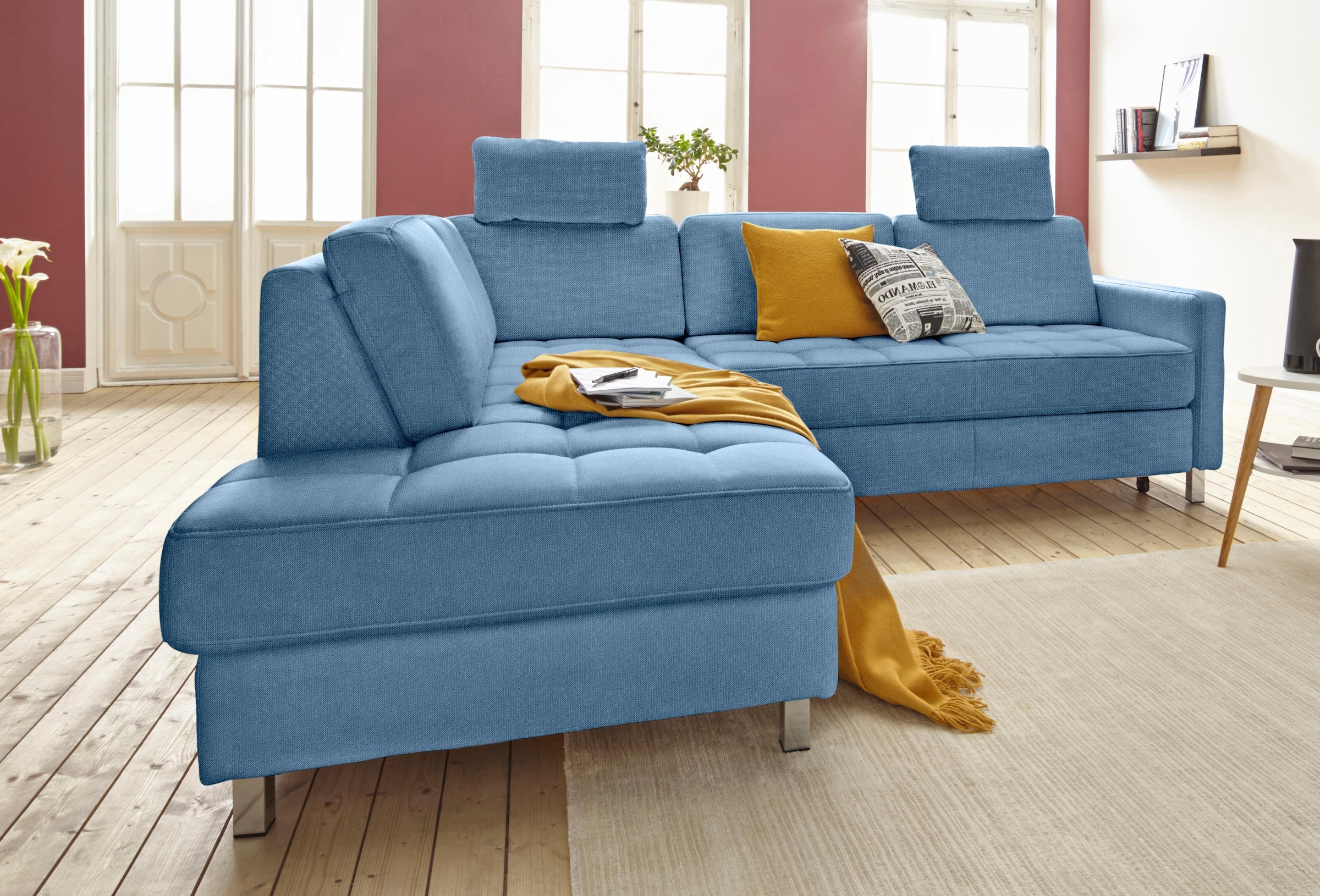 sit&more Ecksofa "Pablo L-Form" wahlweise mit Schlaffunktion und Bettkasten