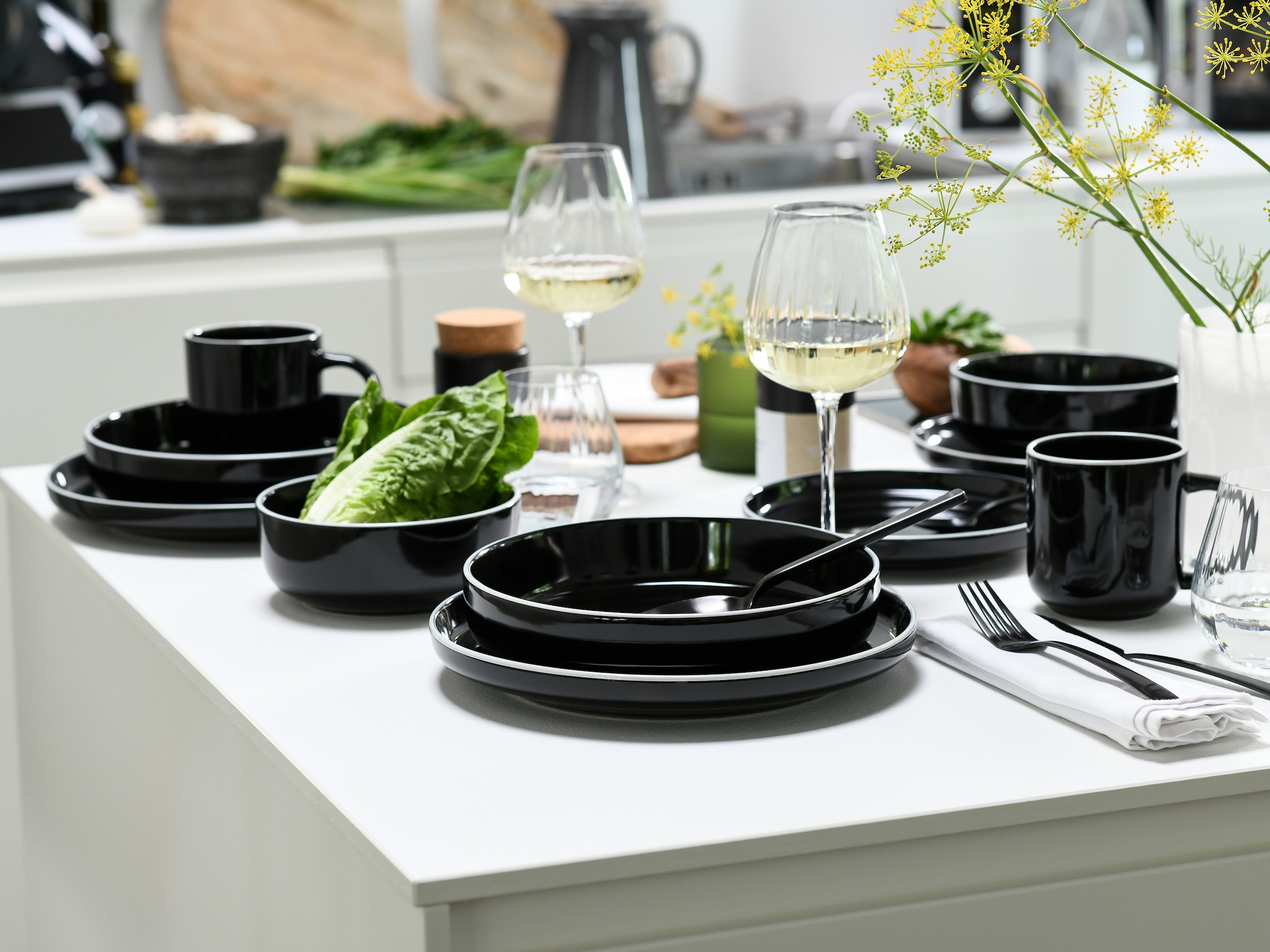 CreaTable Kombiservice »Nordic Gourmet, Service 10-tlg.« Minimalistisches Design, Glänzende Glasur, Nordische Ästhetik