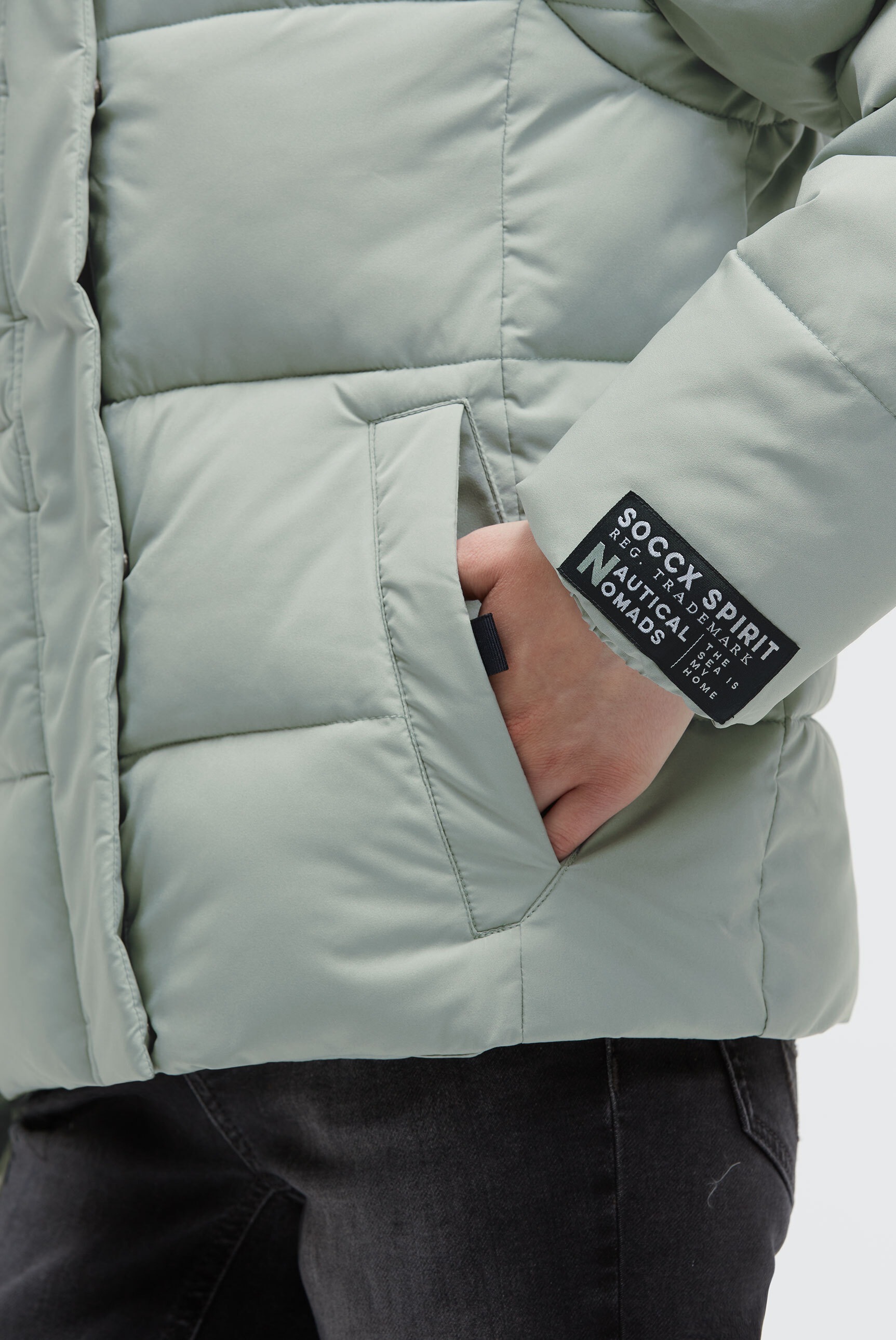SOCCX Winterjacke ohne Kapuze mit abnehmbaren Ärmeln