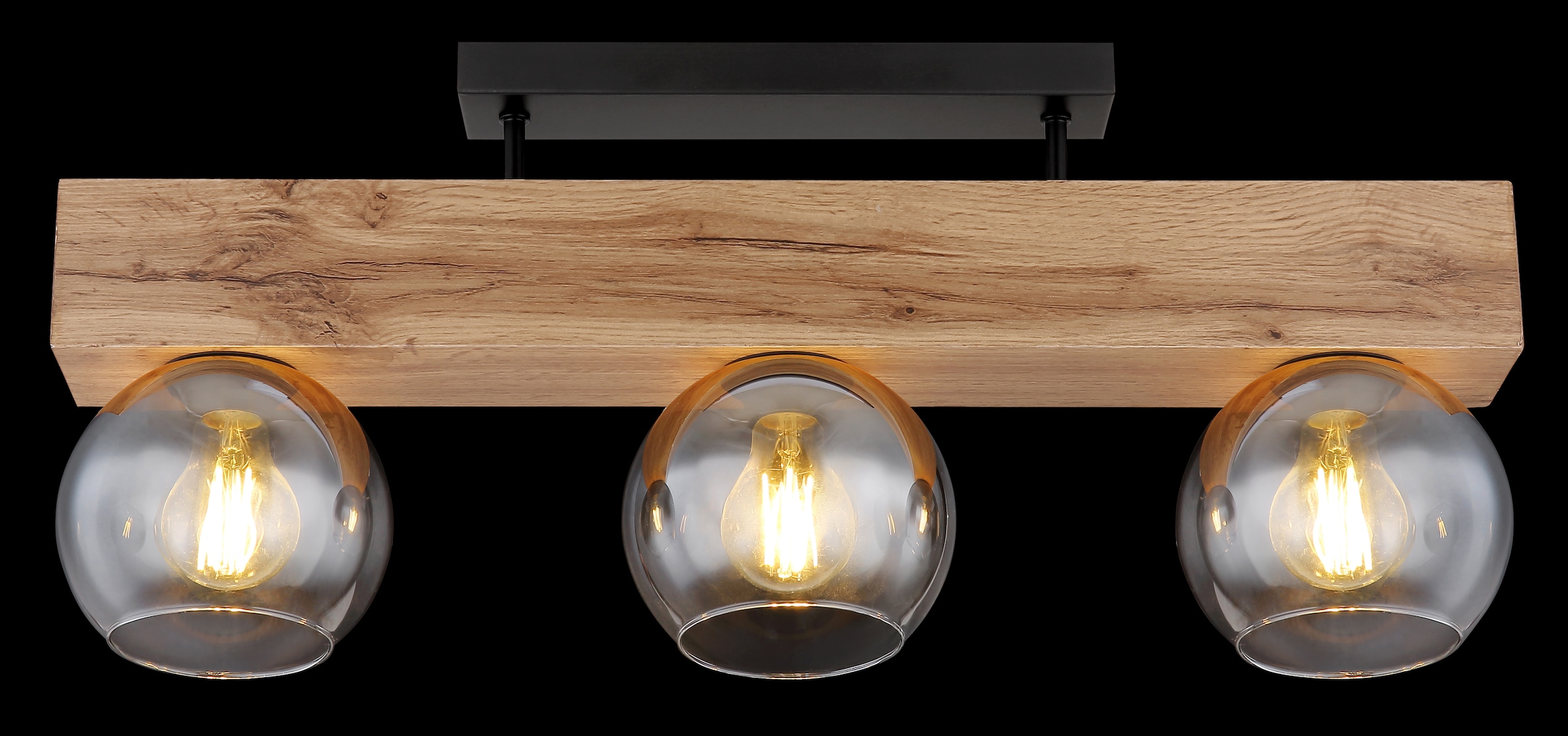 GLOBO LIGHTING Deckenleuchte »MOITAS«, Leuchtmittel E27 | ohne Leuchtmittel, Deckenlampe/Kugeln/Glas/Holz/Wohnzimmer/Glas rauchfarben