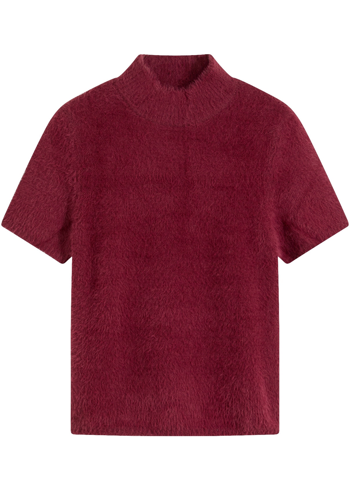 bonprix Strickpullover bequeme Passform, in Federgarn-Optik, mit Stehkragen, Halbarm
