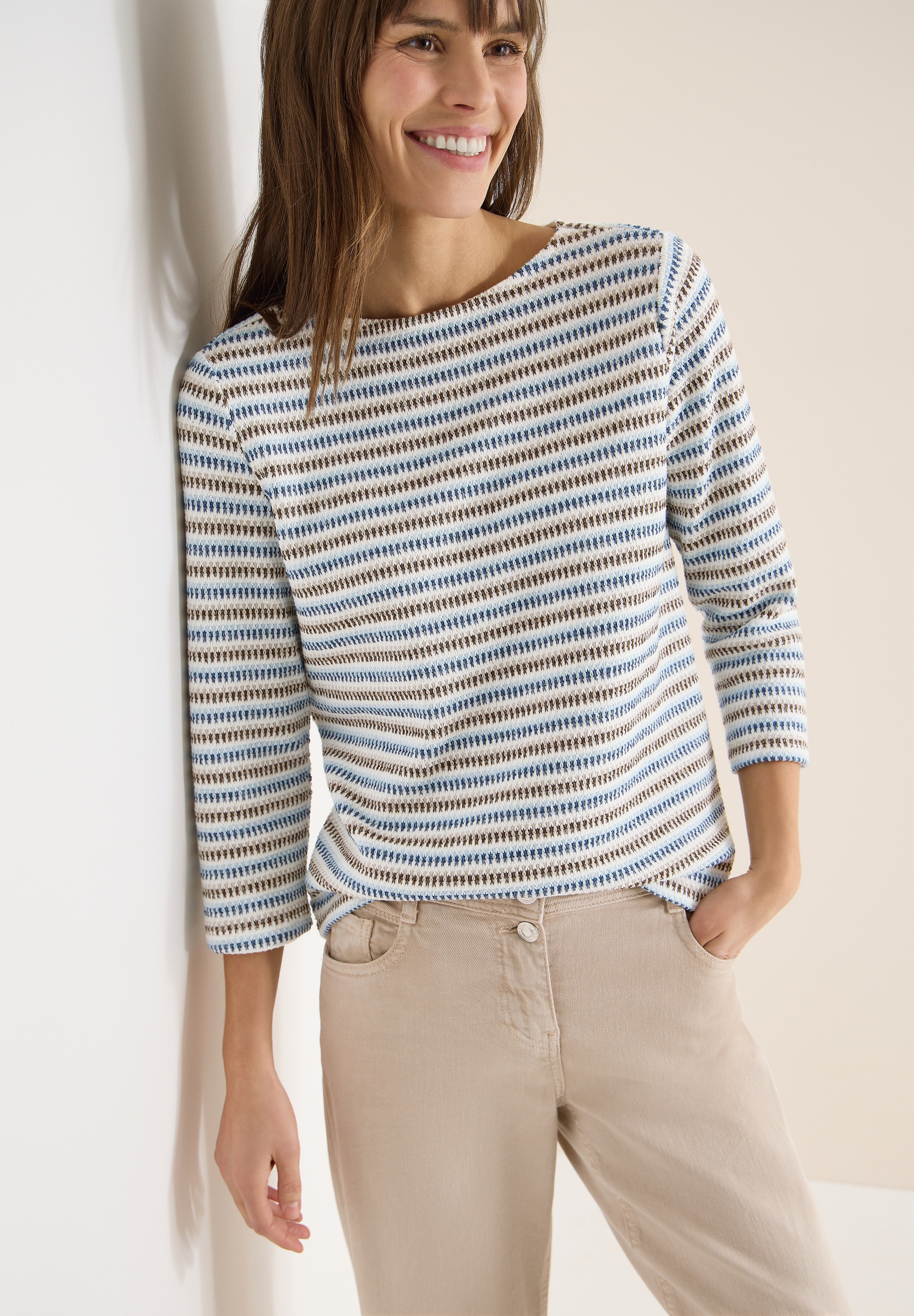 Cecil 3/4 Arm-Pullover mit Multicolor-Streifen günstig online kaufen