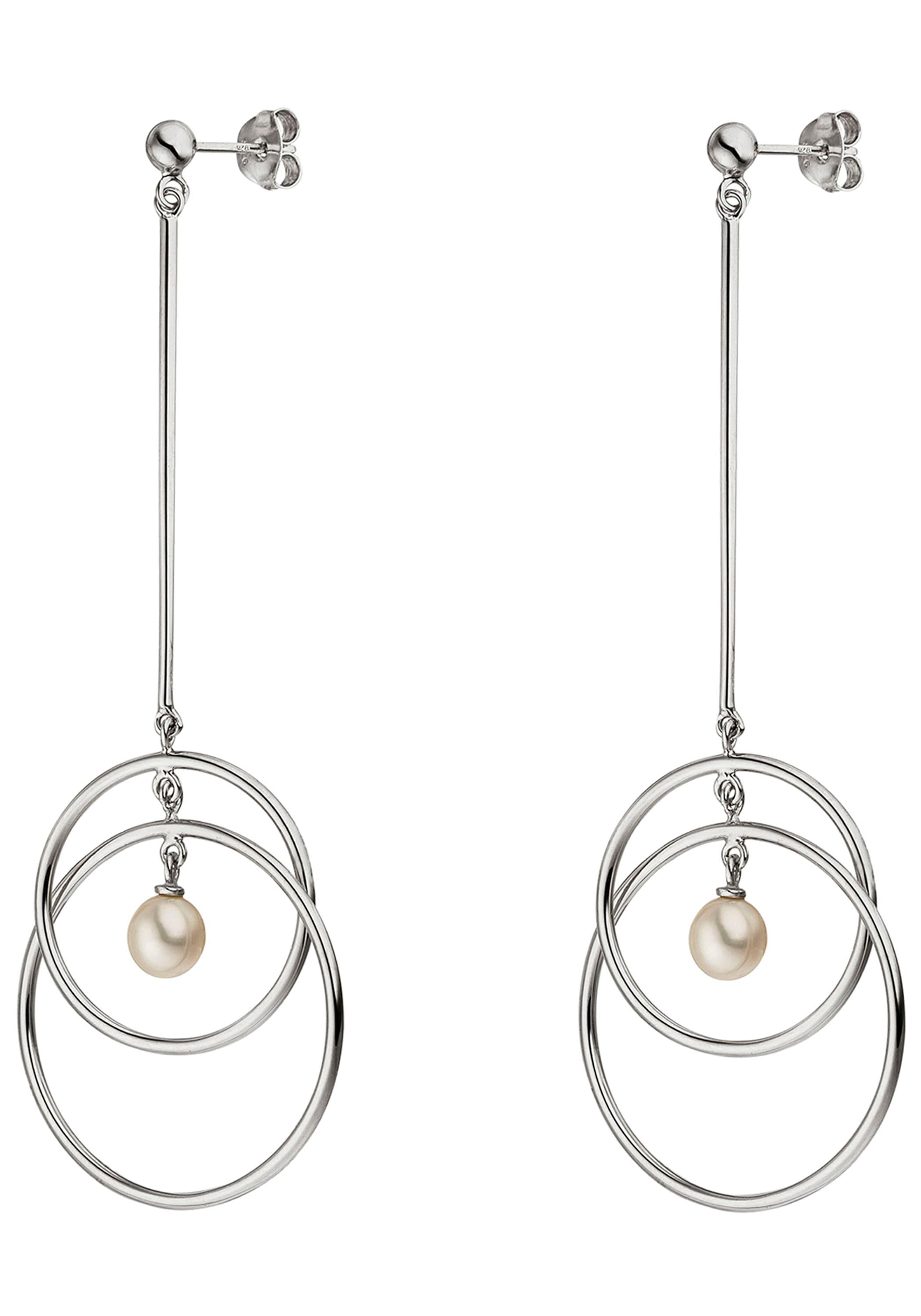 JOBO Perlenohrringe 925 Silber mit 2 Süßwasser-Zuchtperlen