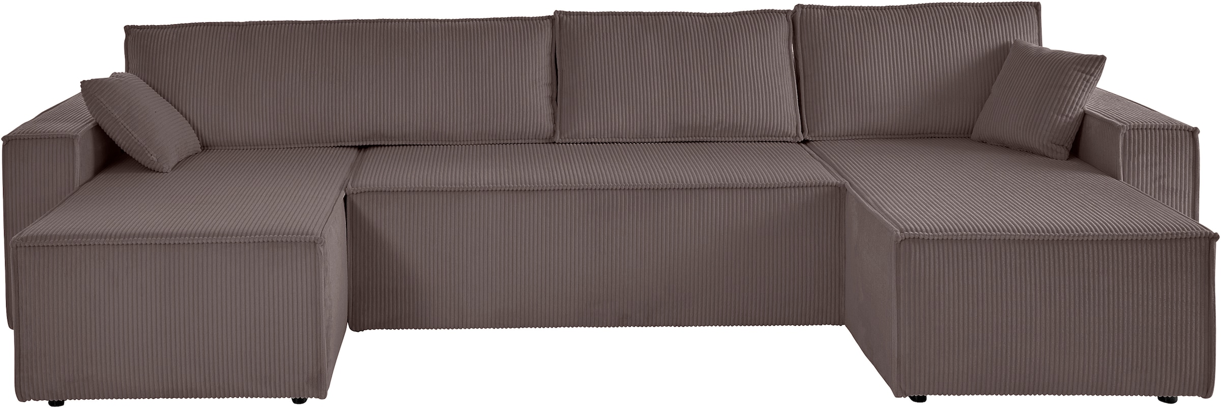 OTTO home Wohnlandschaft »Cassi, 311 cm, U-Form, Schlafsofa, Dauerschläfer, Boxspringfederung«, Schlaffunktion m. Bettkasten (Cord-Bezug