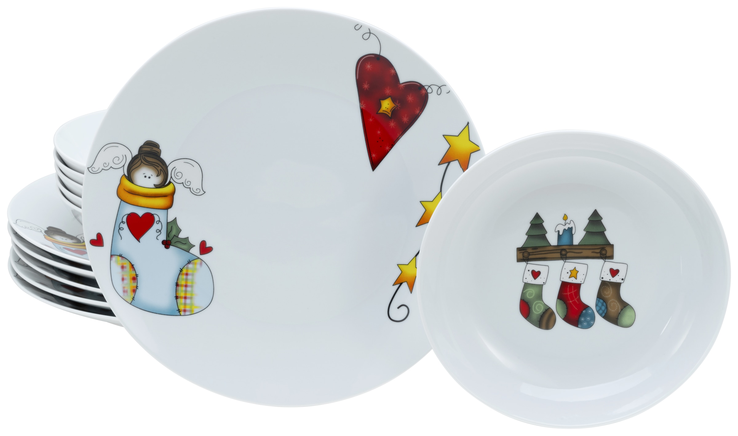 CreaTable Tafelservice "Luna Socken, Tafel-Service 12-tlg" Winterlicher Dek günstig online kaufen