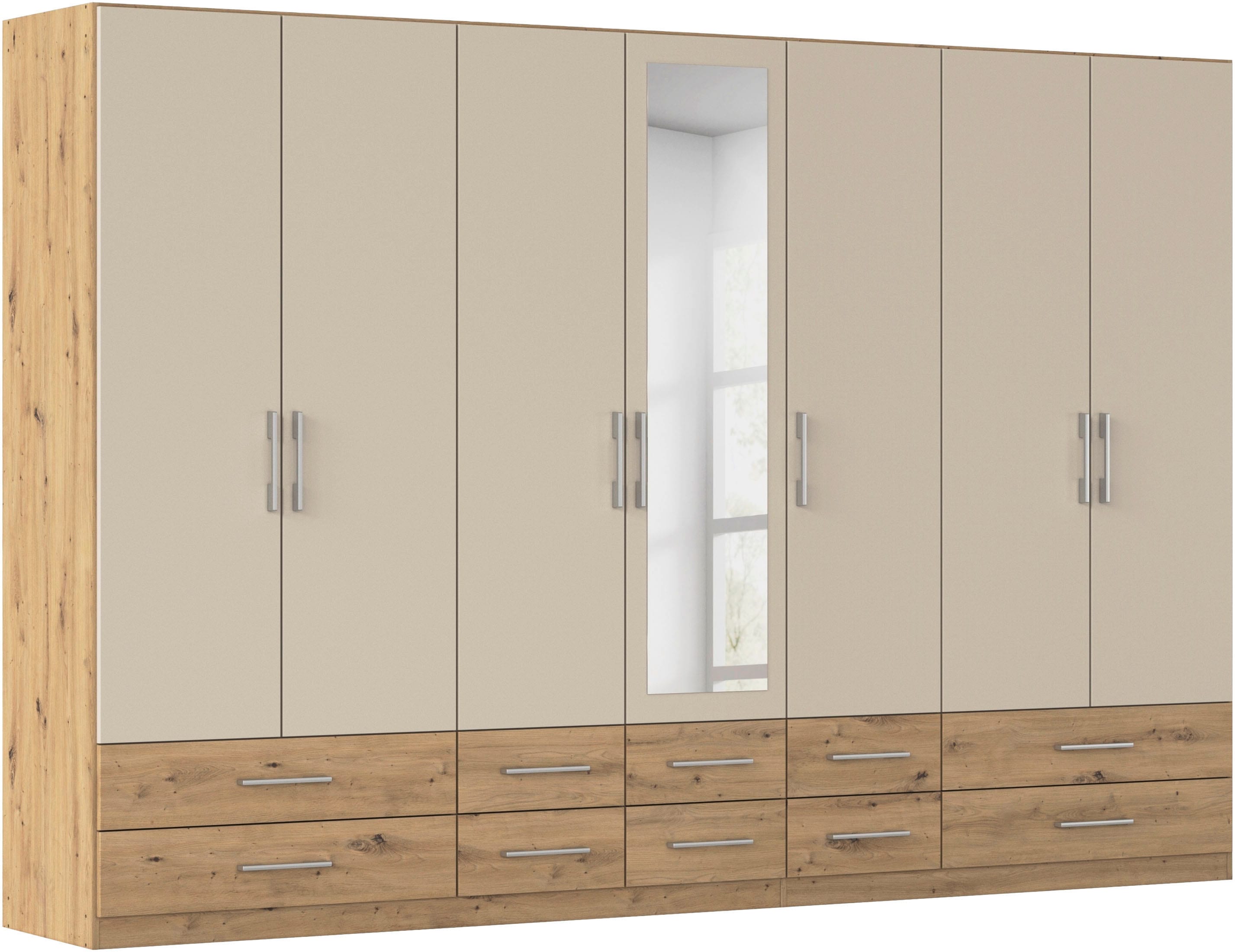 rauch Kleiderschrank "Schrank Garderobenschrank Mehrzweckschrank Schlafzimmer HERSBRUCK" 3 verschiedene Ausstattungen BASIC/CLASSIC/PREMIUM (inkl. SOFT-CLOSE), mit großzügigen Schubladen sowie Spiegeltüren MADE IN GERMANY