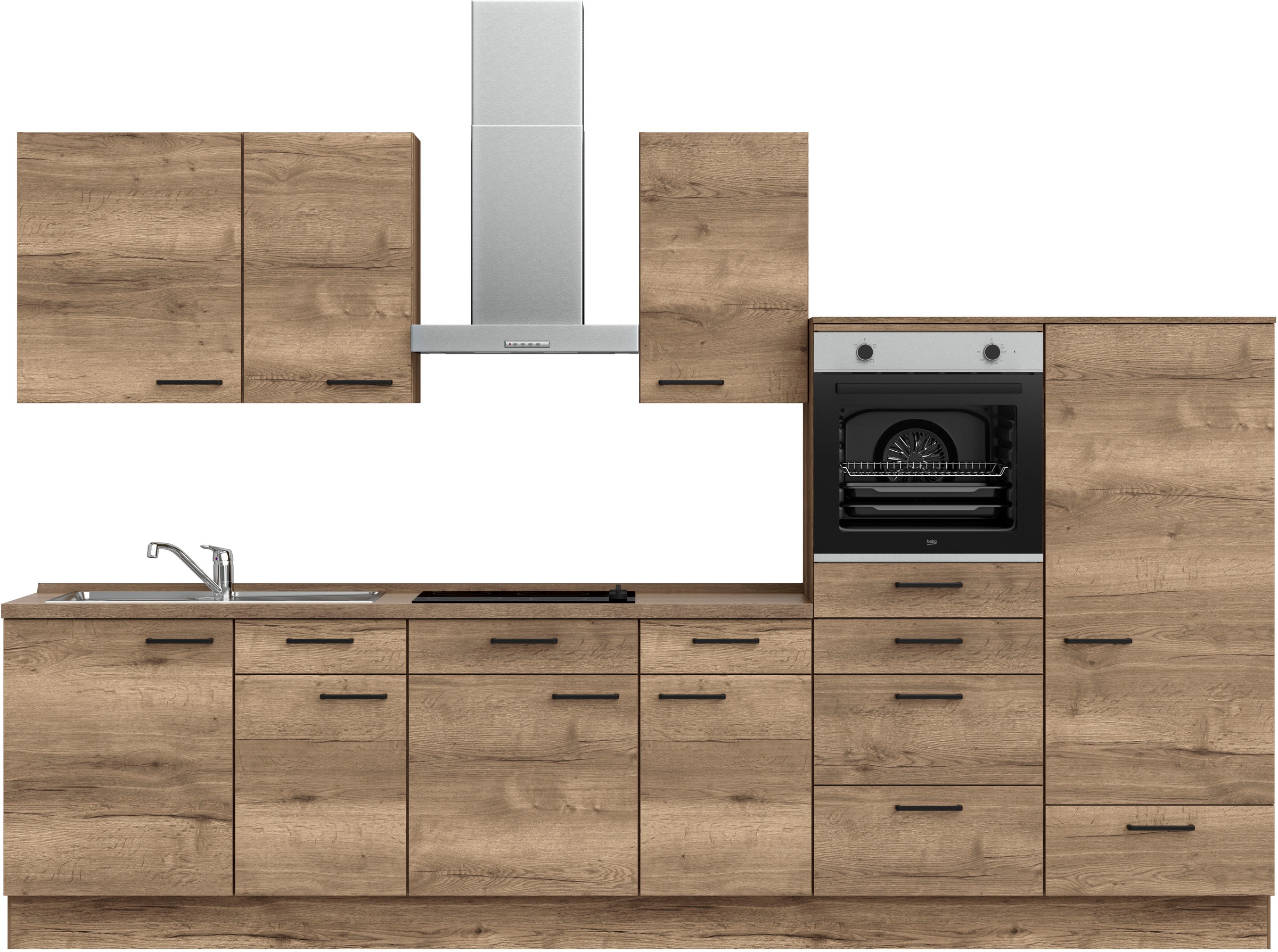 nobilia Küchenzeile ""Structura I", NEU: individuell anpassbar mit gratis Profi-Beratung" vormontiert, Breite 330 cm, Ausrichtung wählbar, wahlw. mit E-Geräten