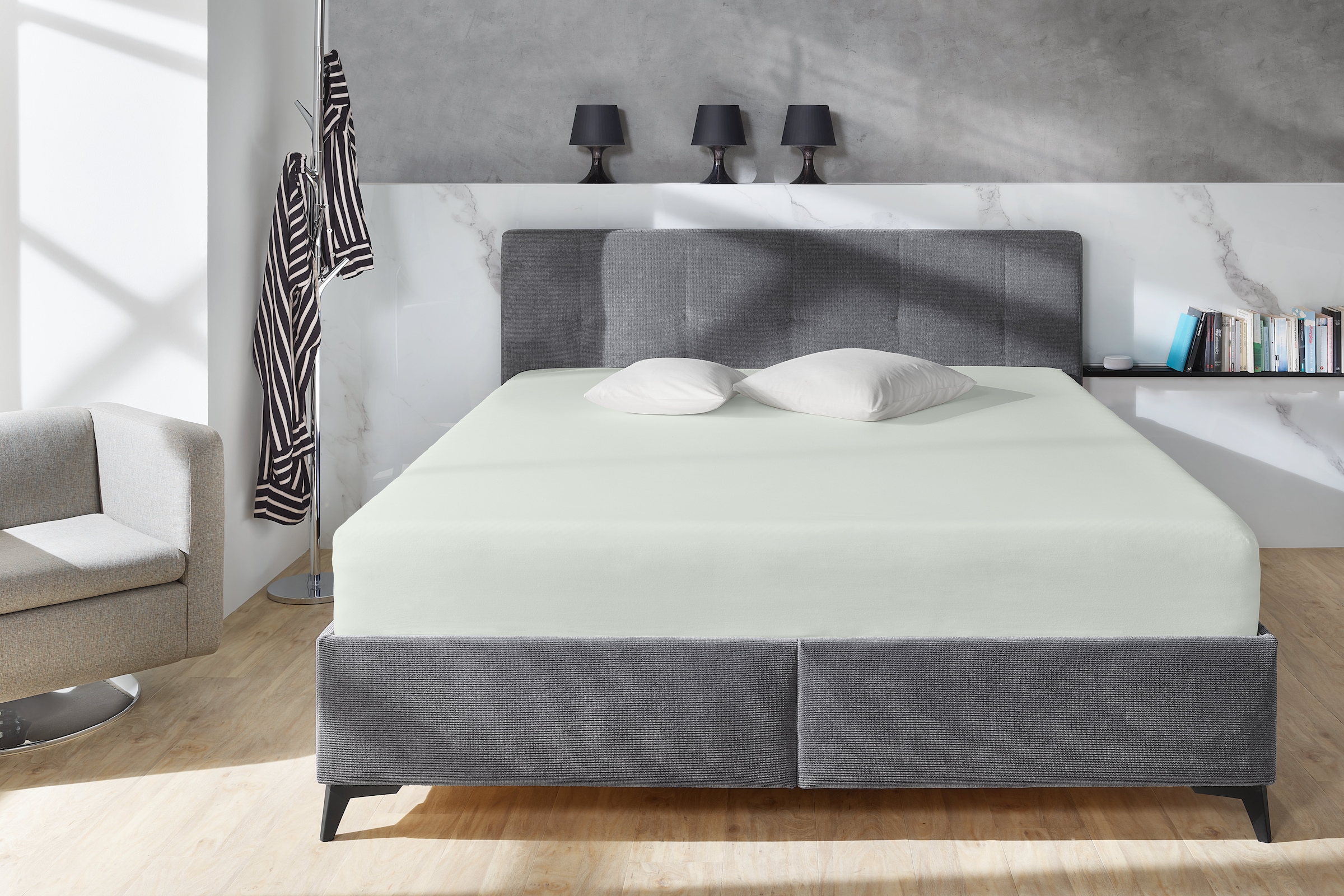 Primera Spannbettlaken »Elasthan-Feinjersey« PREMIUM, aus 95% gekämmter Baumwolle und 5% Elasthan, bis 28 cm Höhe