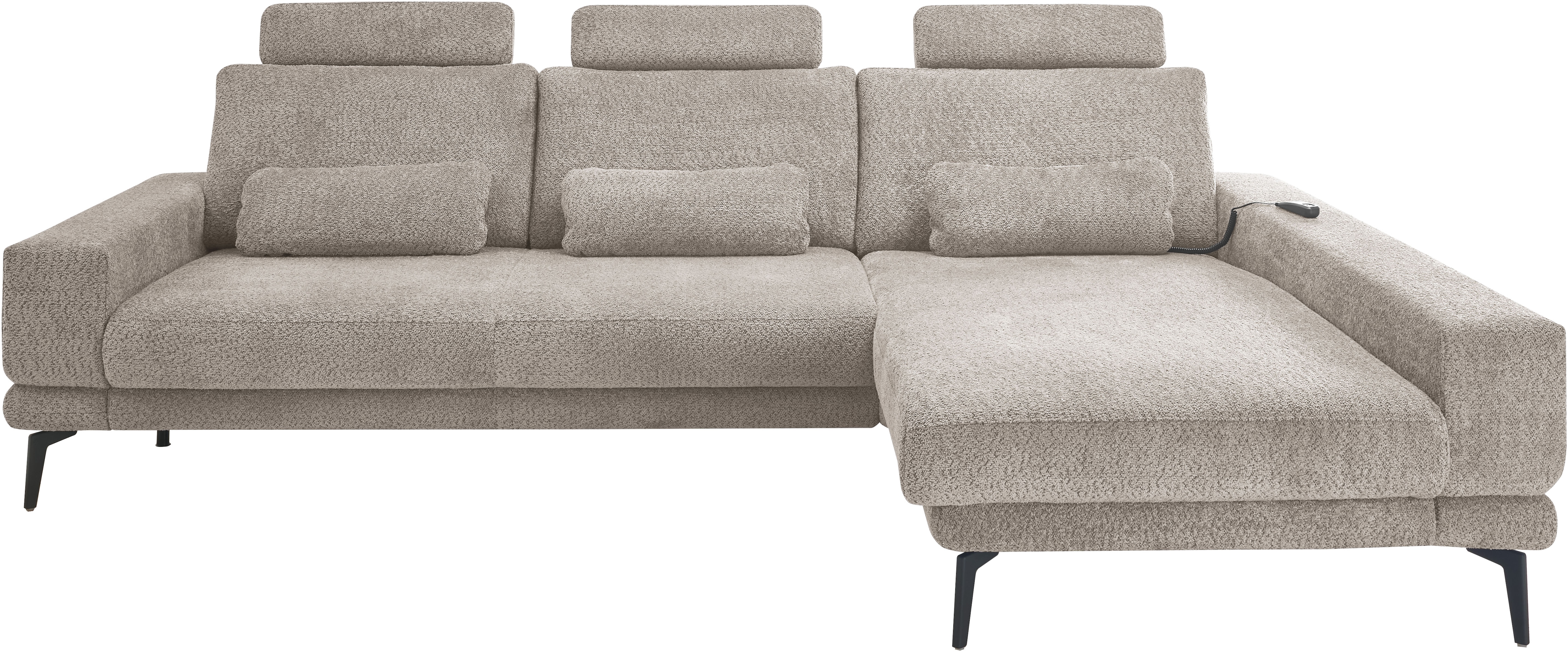 set one by Musterring Ecksofa "SO 3600, inkl motor. Sitztiefenverstellung, Kopfstützen, Nierenkissen" Sitzhöhe 44 cm, Federkern, Breite 293 x Tiefe 180 cm, Kama stone