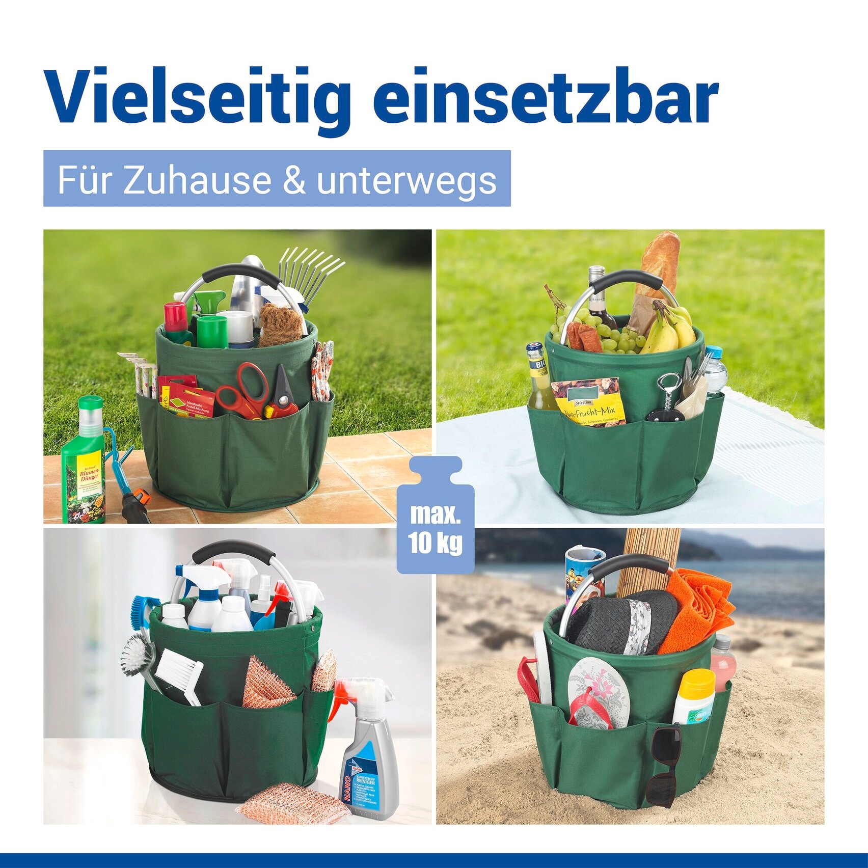 Maximex Organizer »Universal-Reinigungs-Caddy« mit 6 Außentaschen für Gartenwerkzeug, großes Hauptfach, faltbar, 16 l
